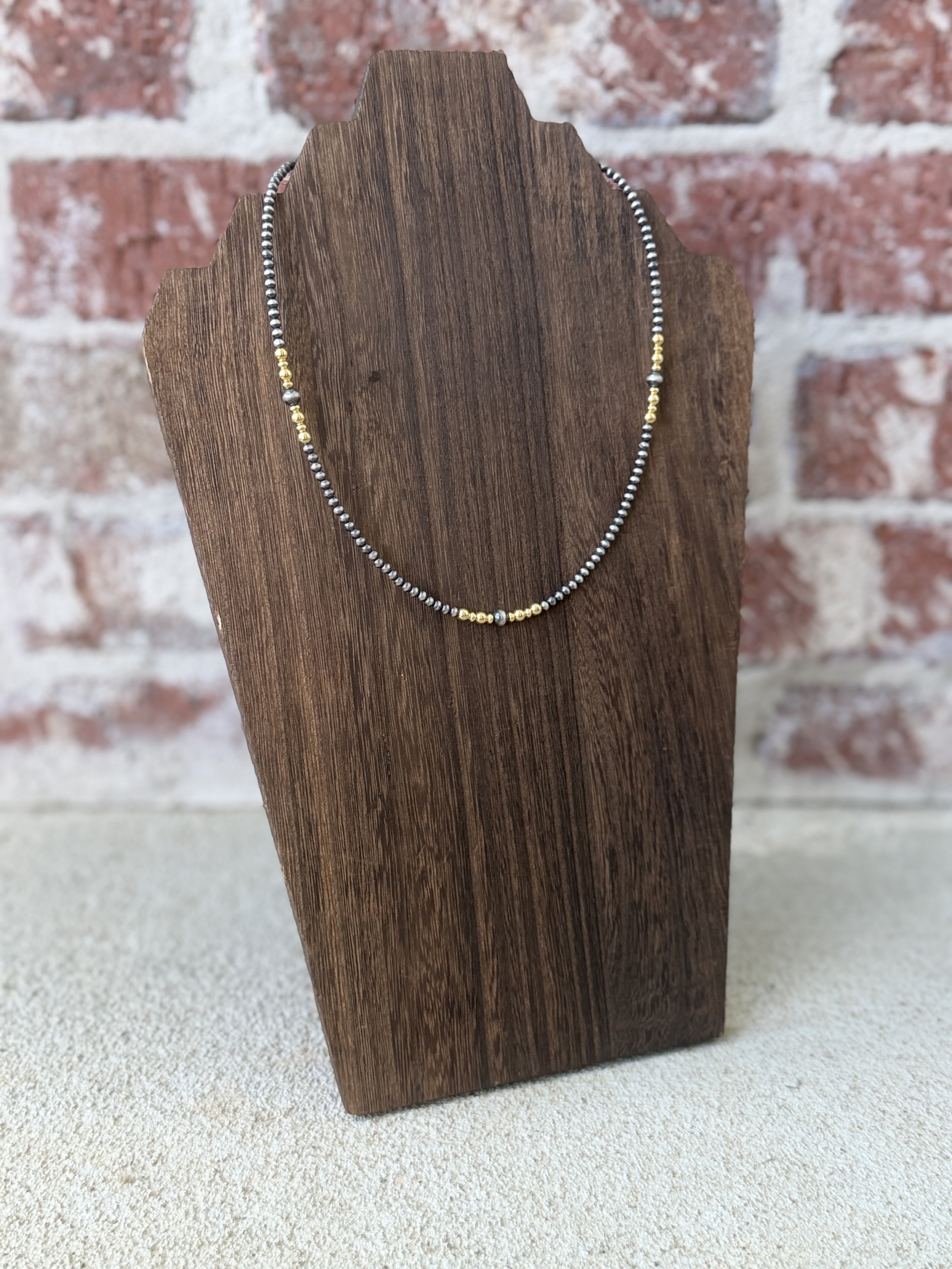 3-5mm 16" 14k Gold & Silver Pearl Necklace