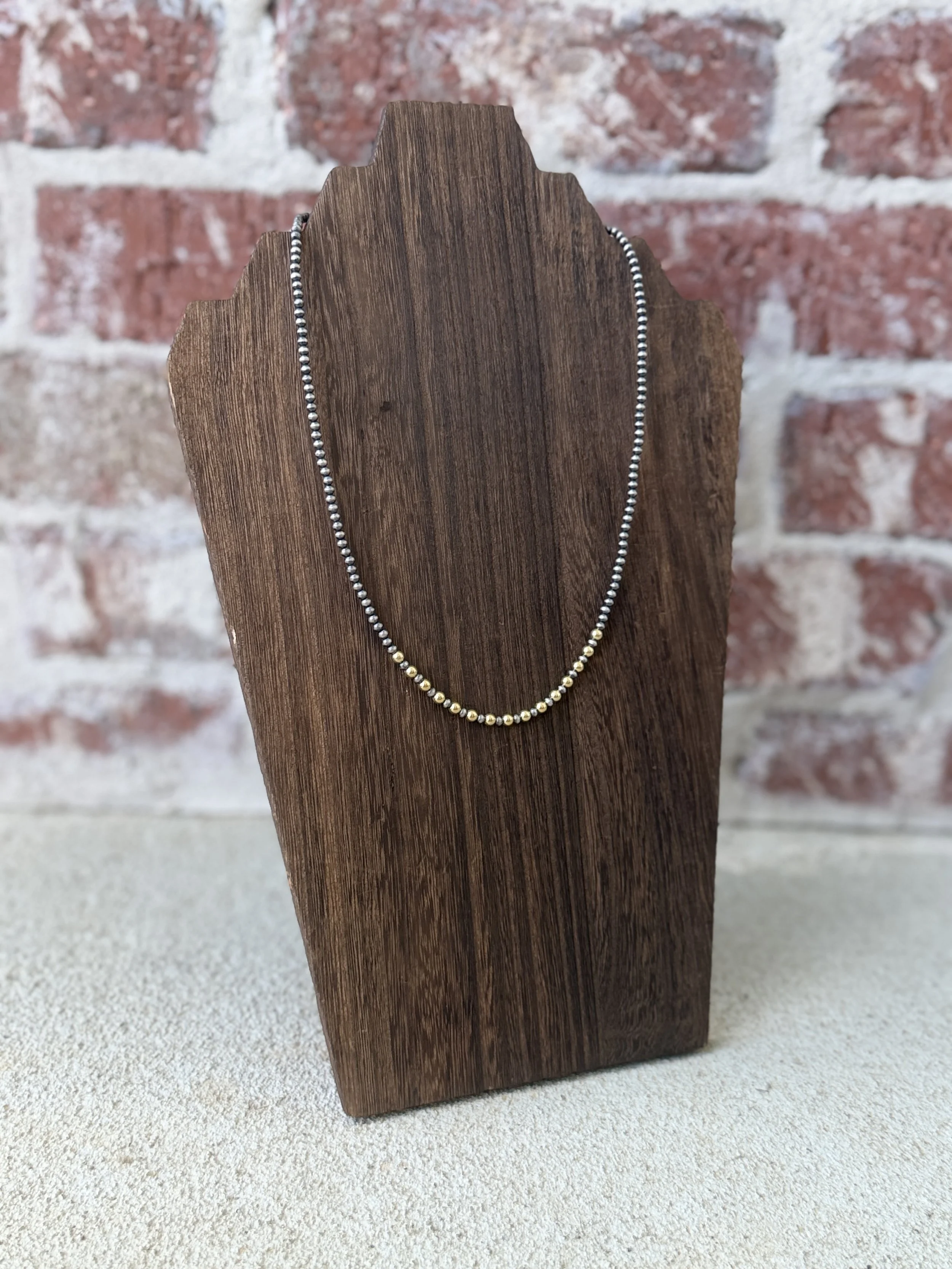 3-4mm 18" 14k Gold & Silver Pearl Necklace