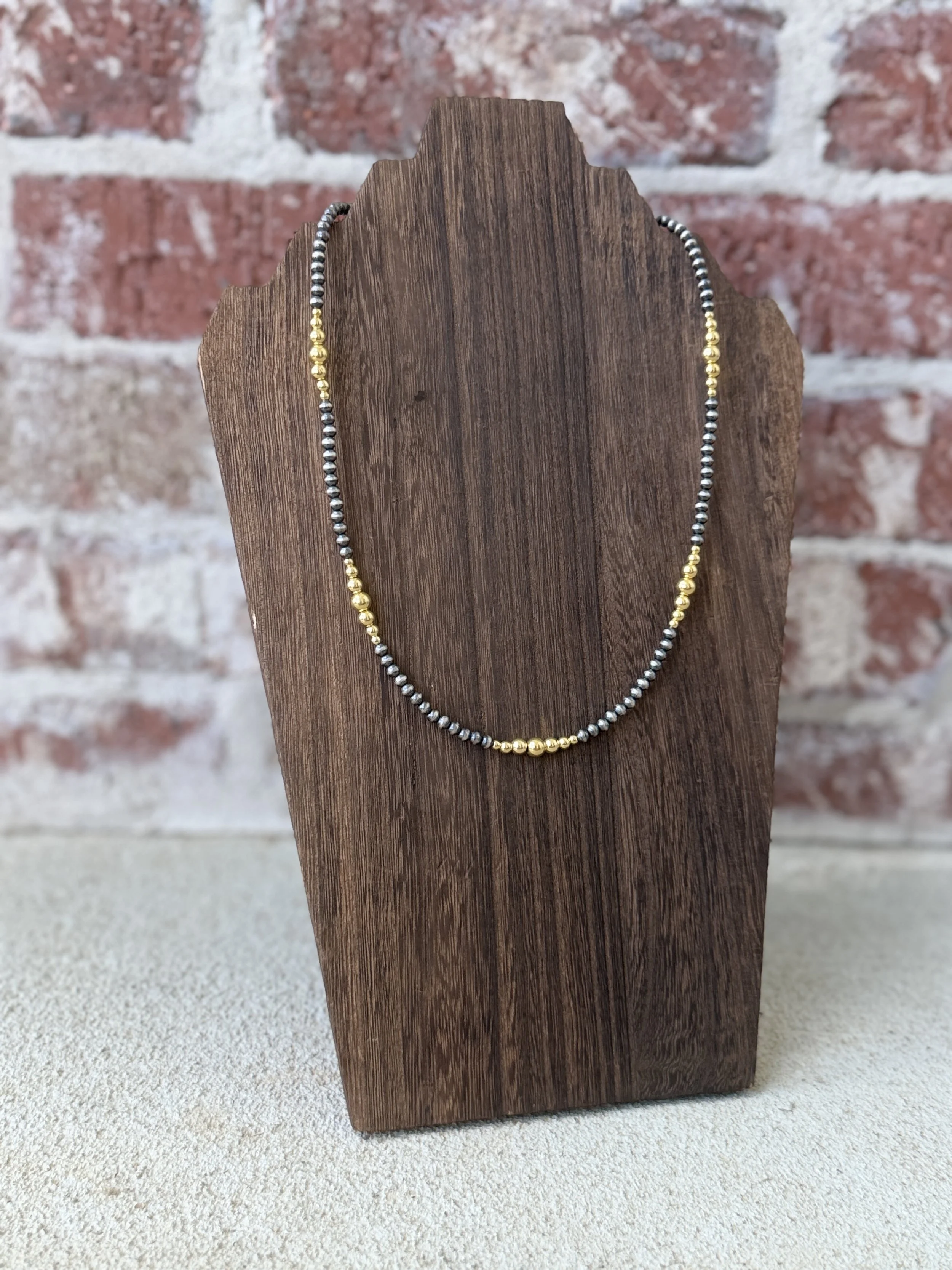 3-6mm 19" 14k Gold & Silver Pearl Necklace