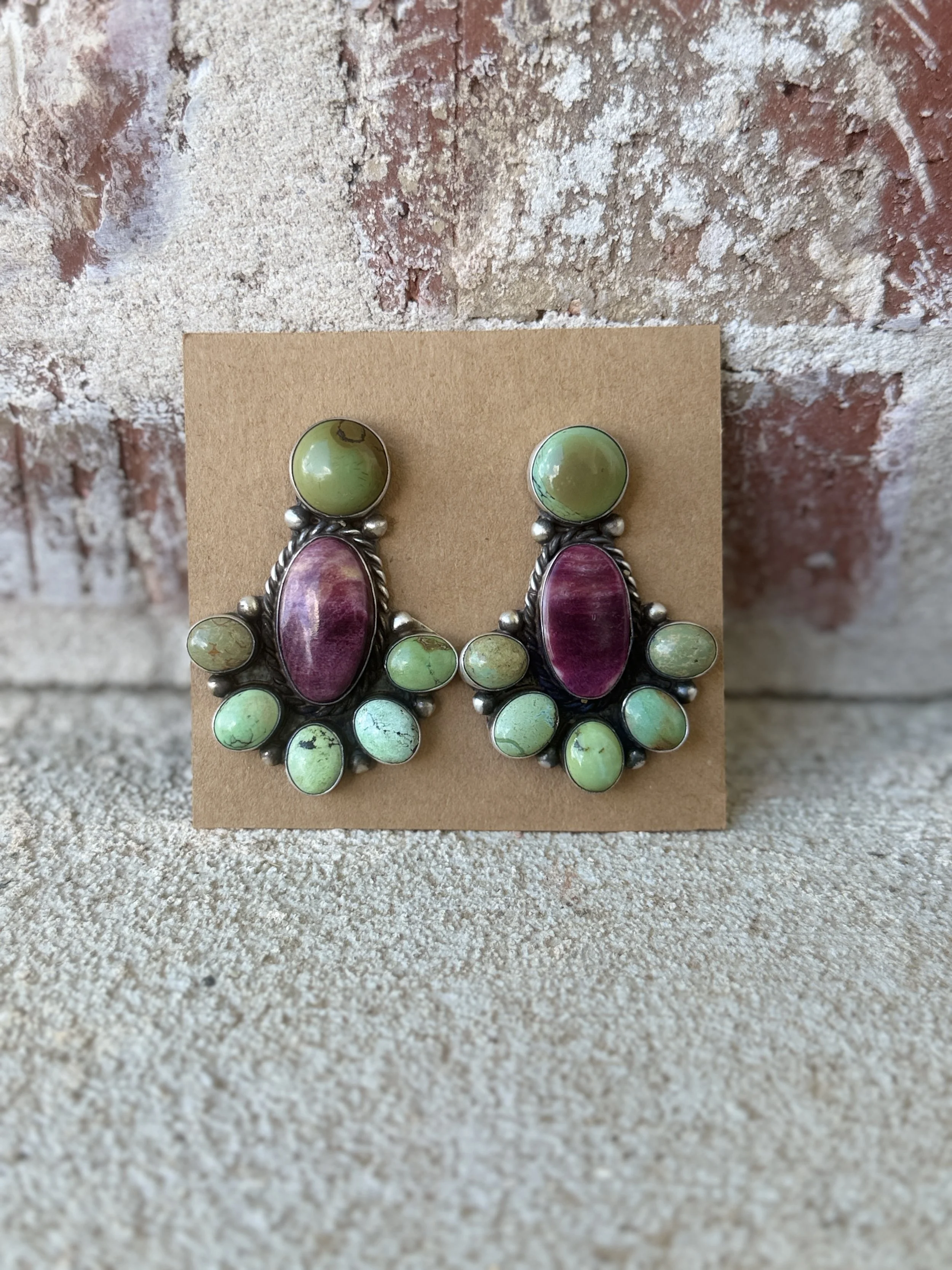 Purple Spiny & Turquoise Statement Earring