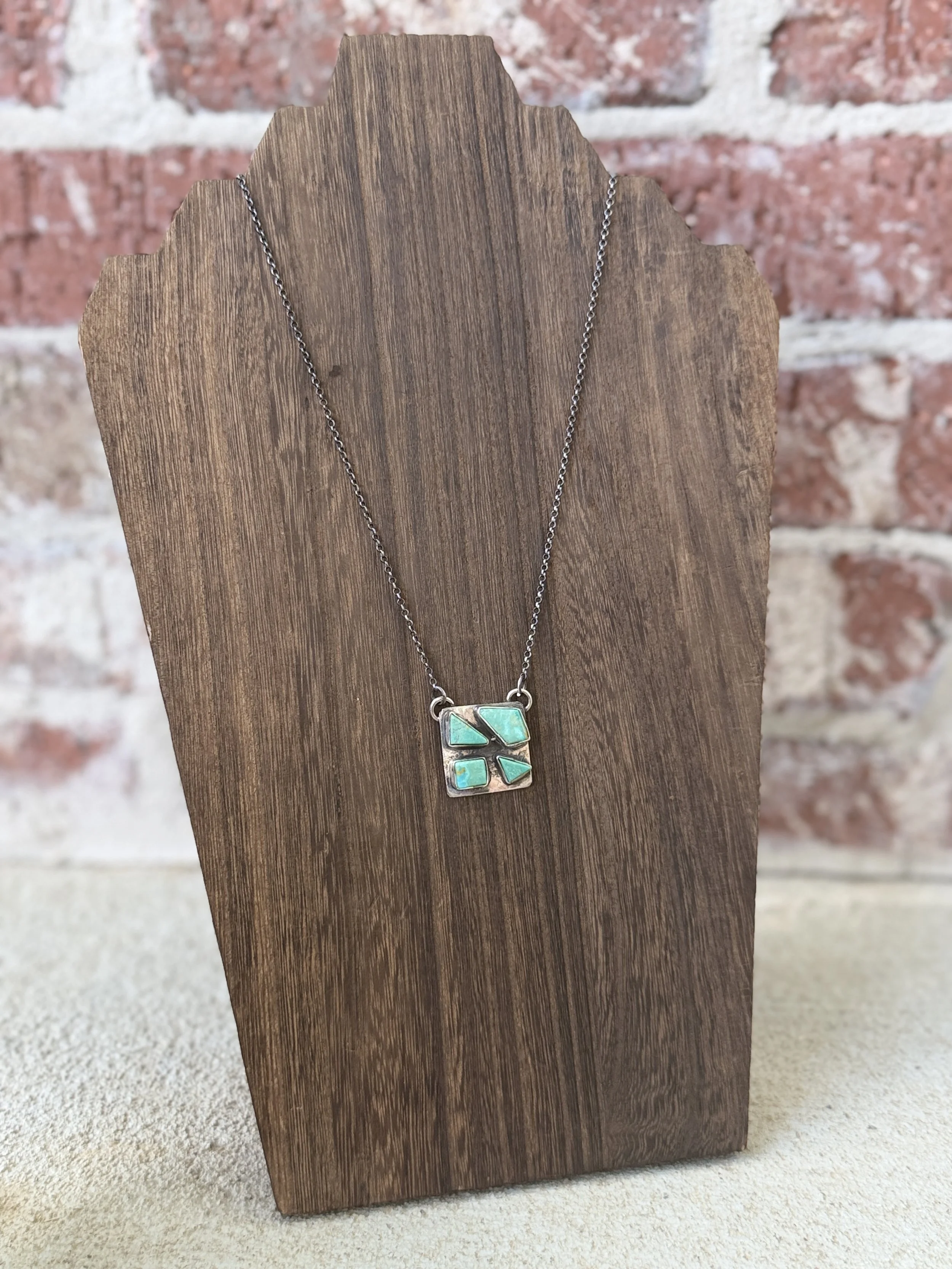 Zuni Kingman Square Necklace 18"