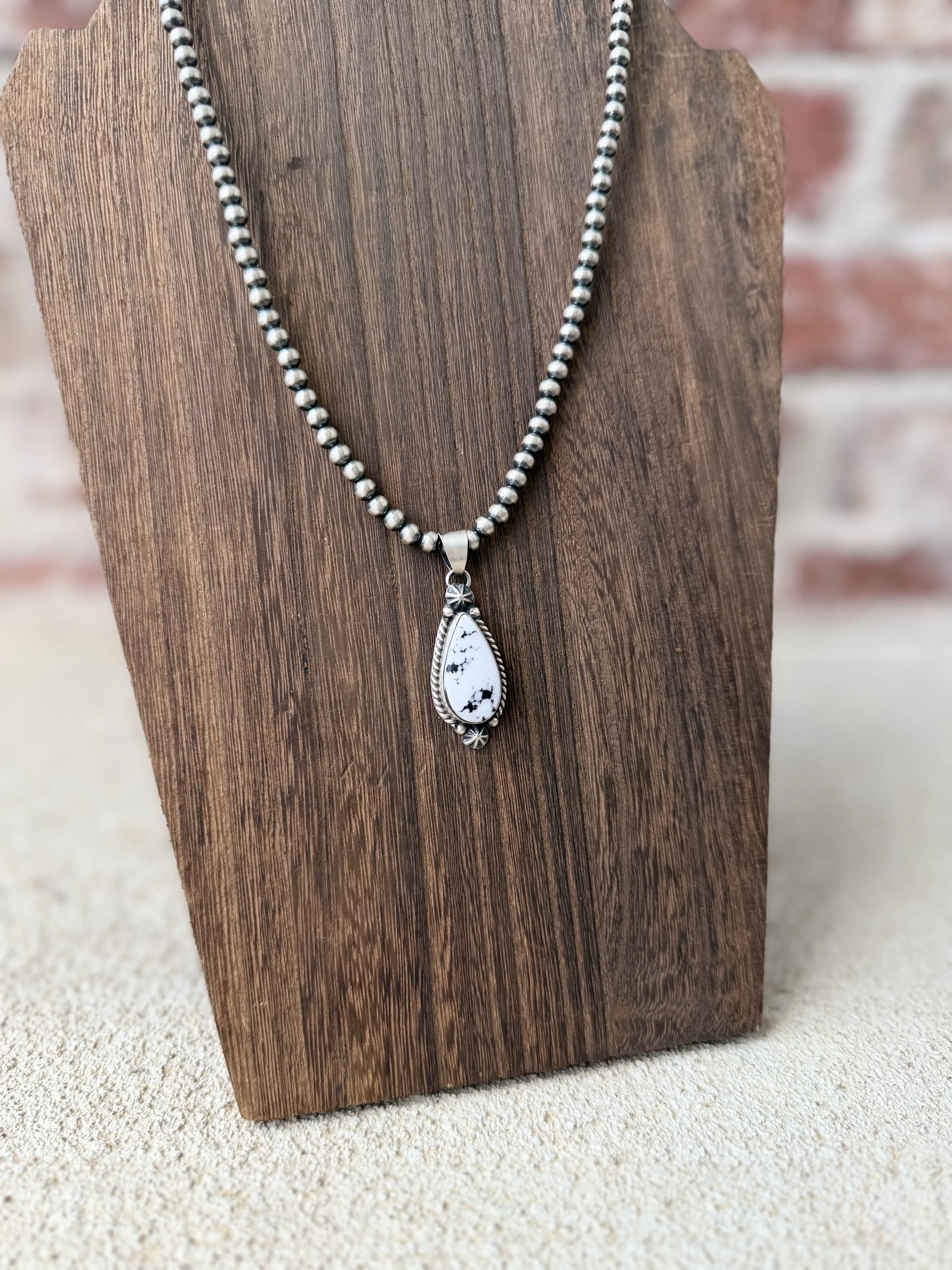 White Buffalo Teardrop Pendant