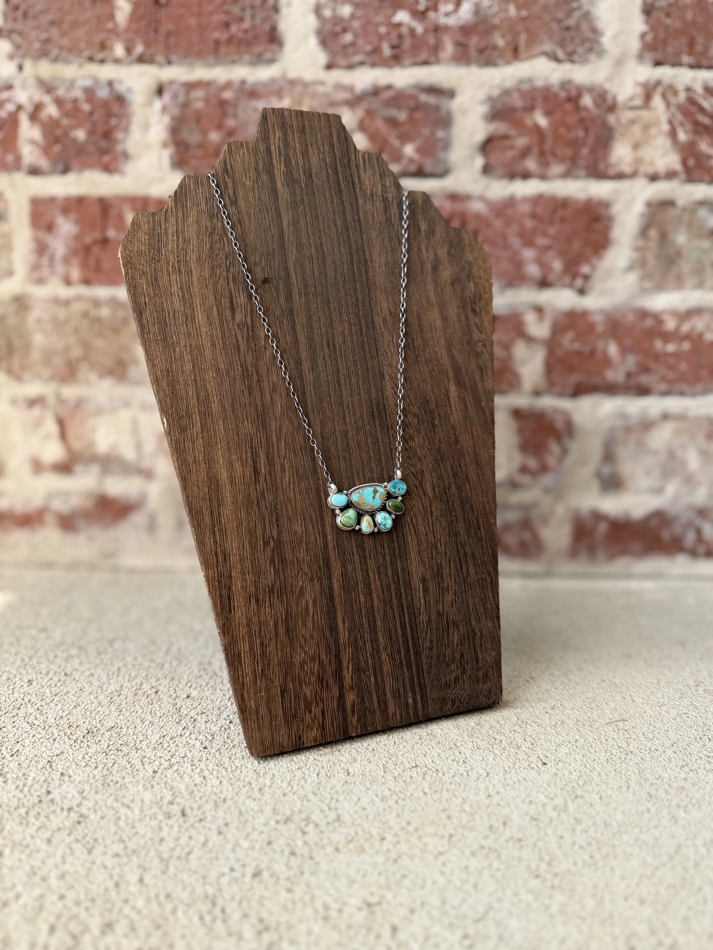 Half Kingman Cluster Necklace 18"