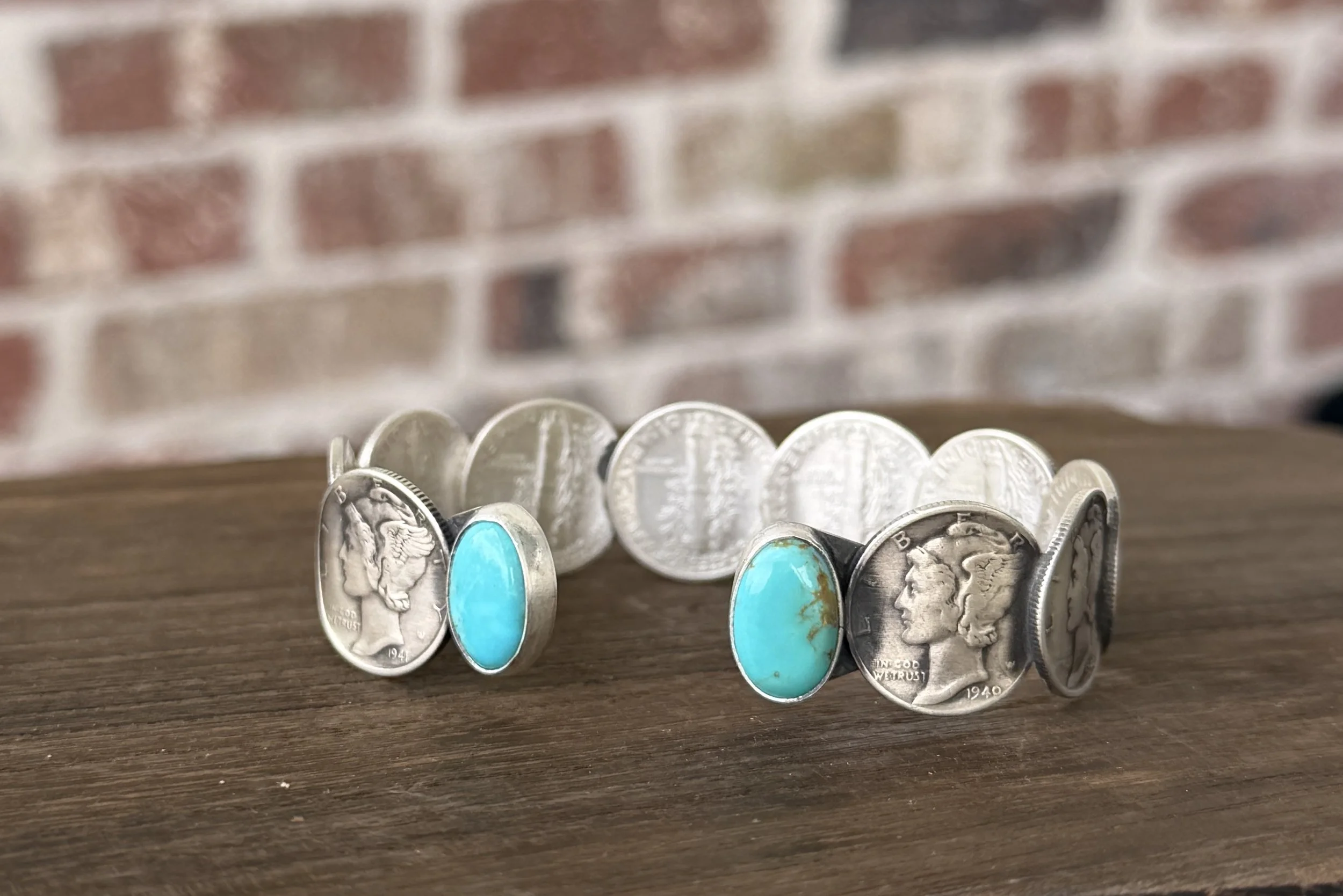 Liberty Dime Bracelet 7 1/2 inch w/Turquoise