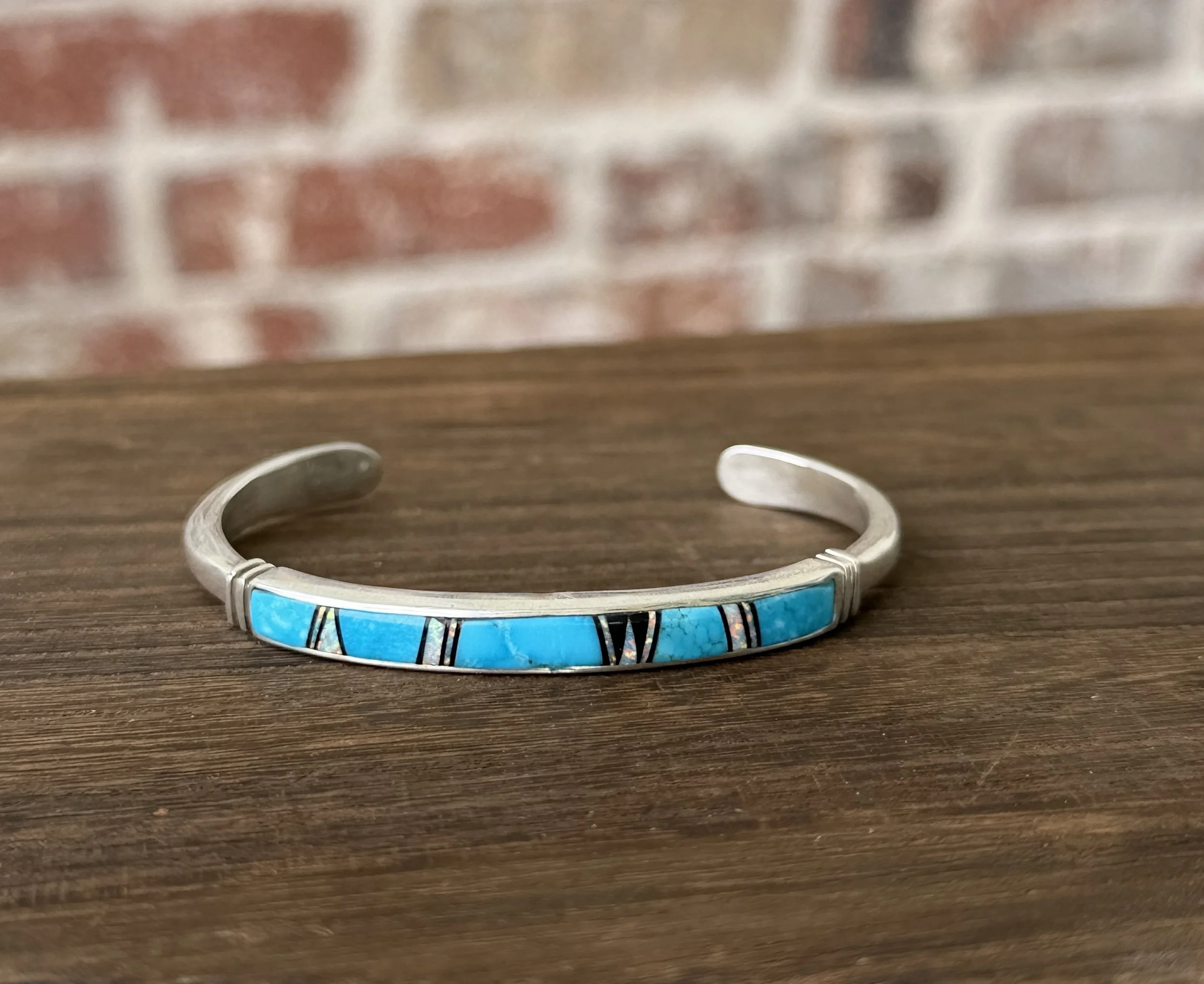 Kingman Turquoise Inlay Bracelet 6"