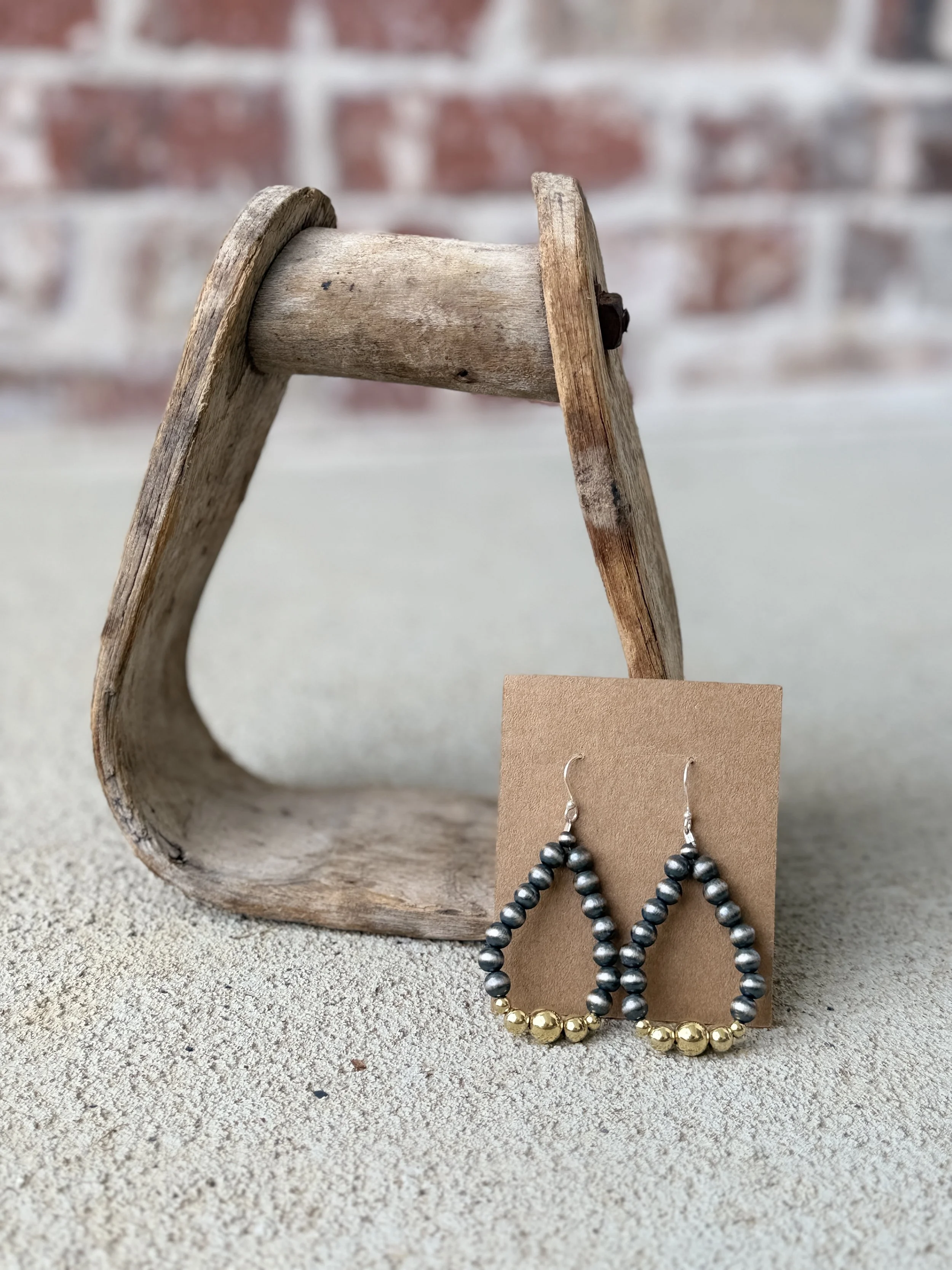 14k Gold & Silver Pearl Loop Earrings