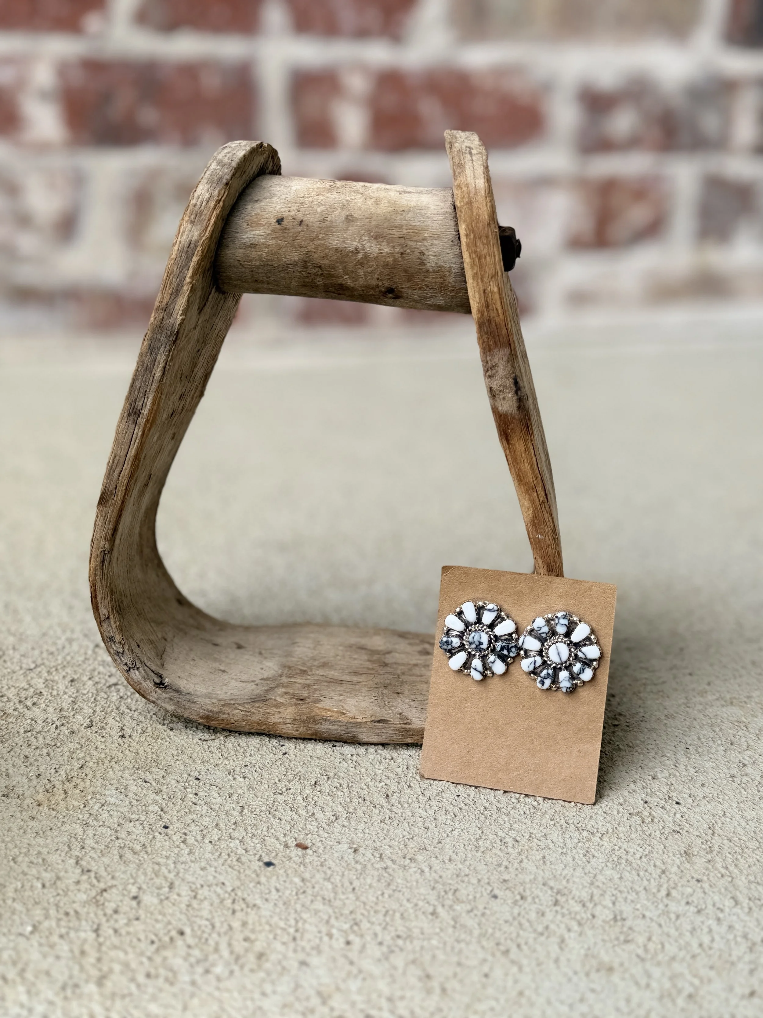 White Buffalo Cluster Earrings