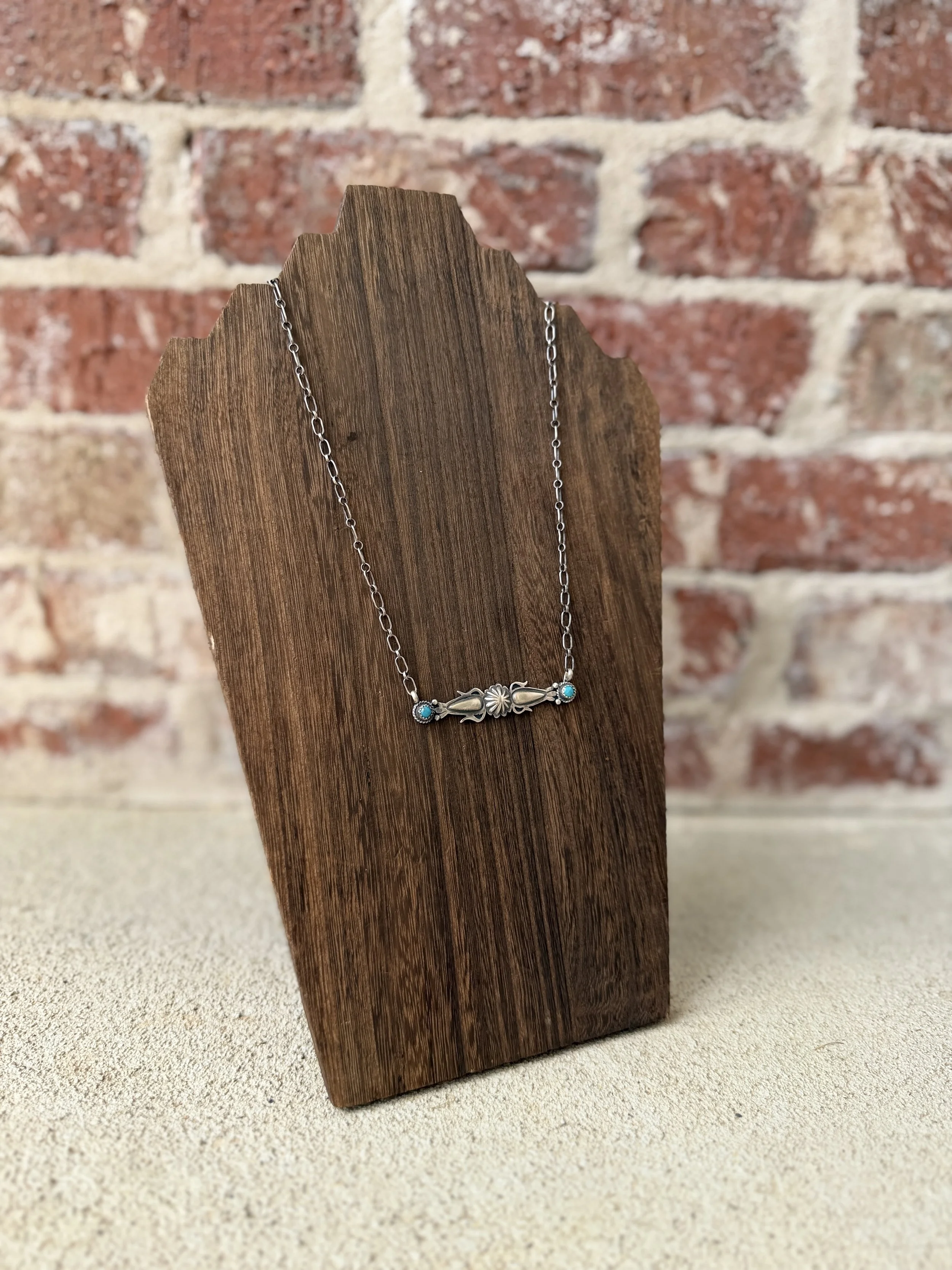 18" Sterling Silver w/ Turquoise Necklace