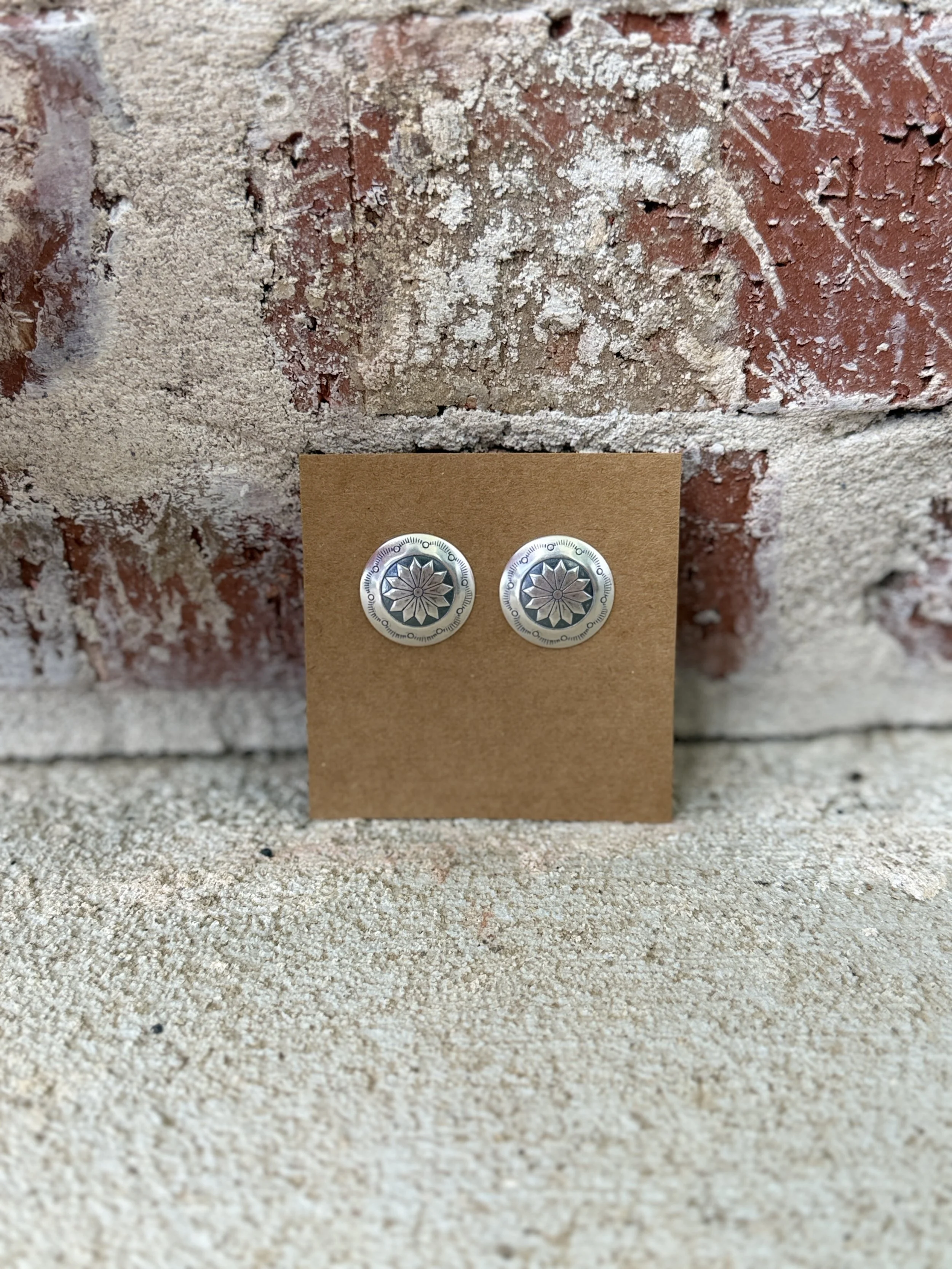 Round Flower Concho Earring