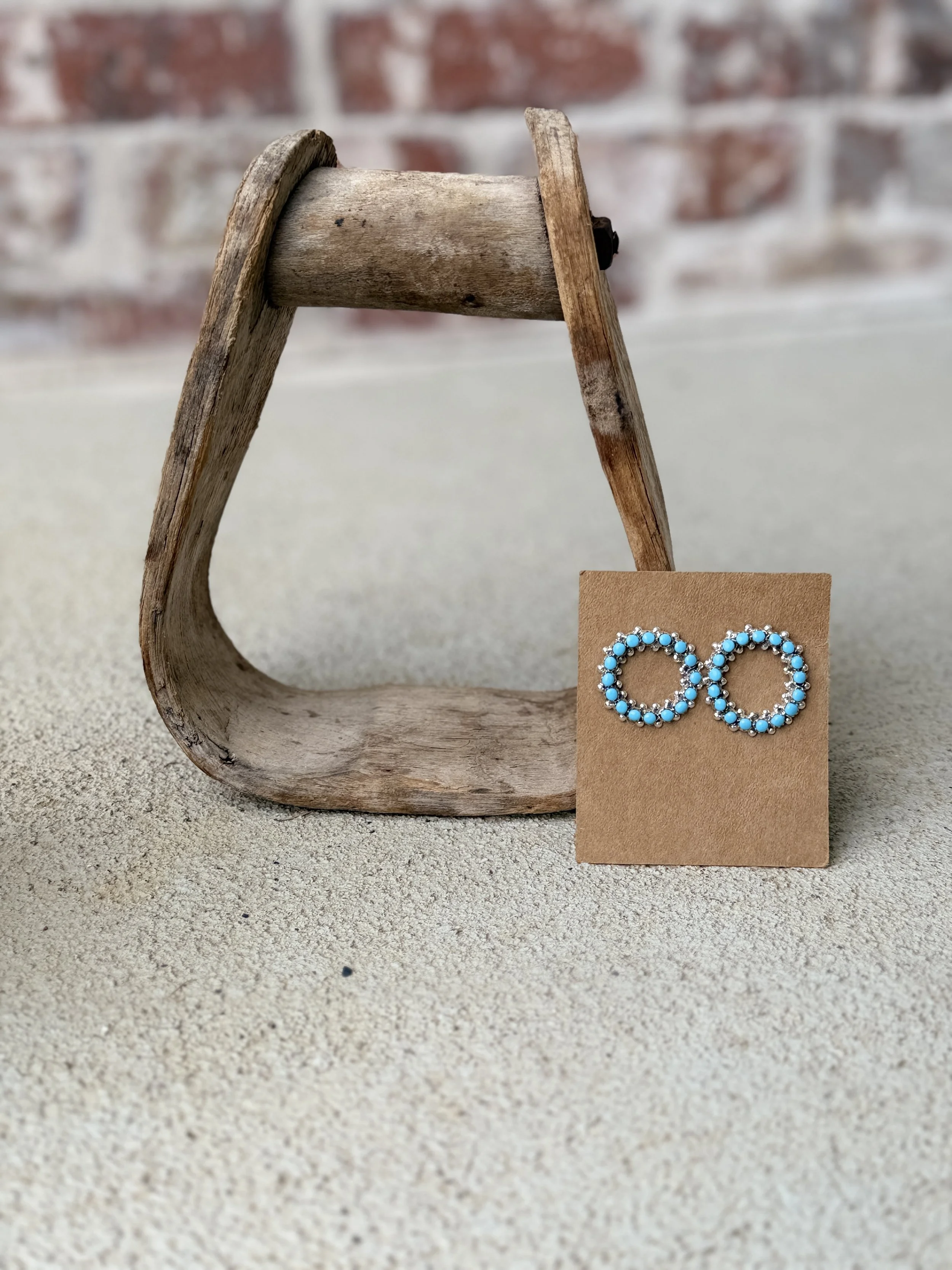 Kingman Turquoise open Circle Earrings