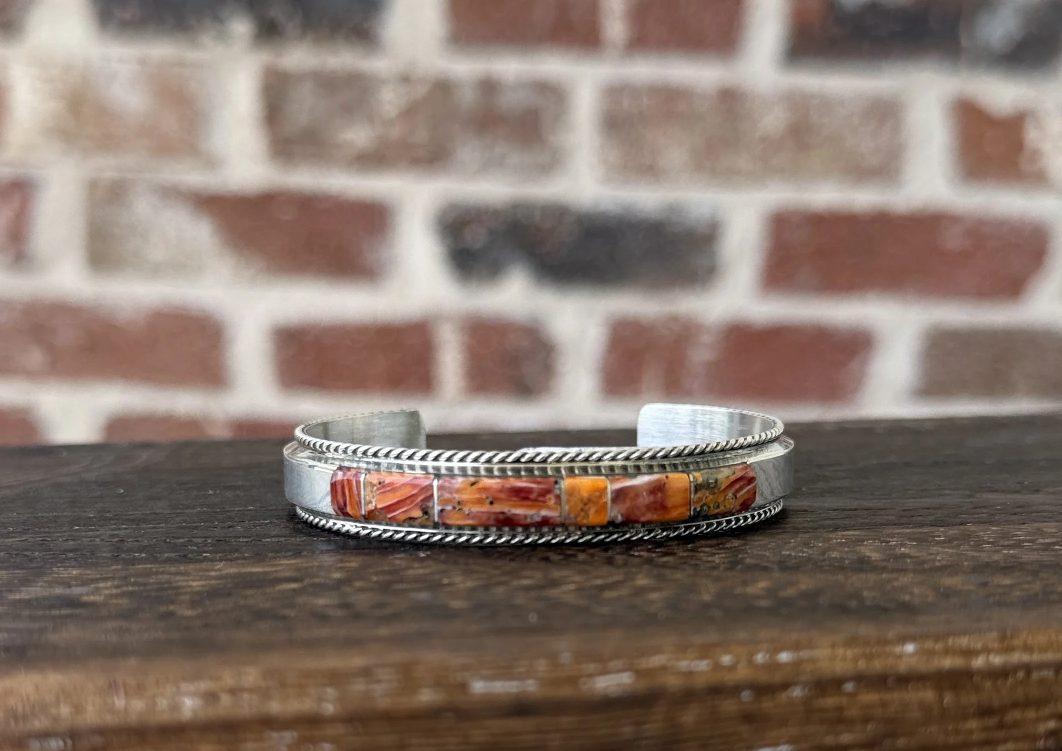 Orange Spiny Inlay Bracelet