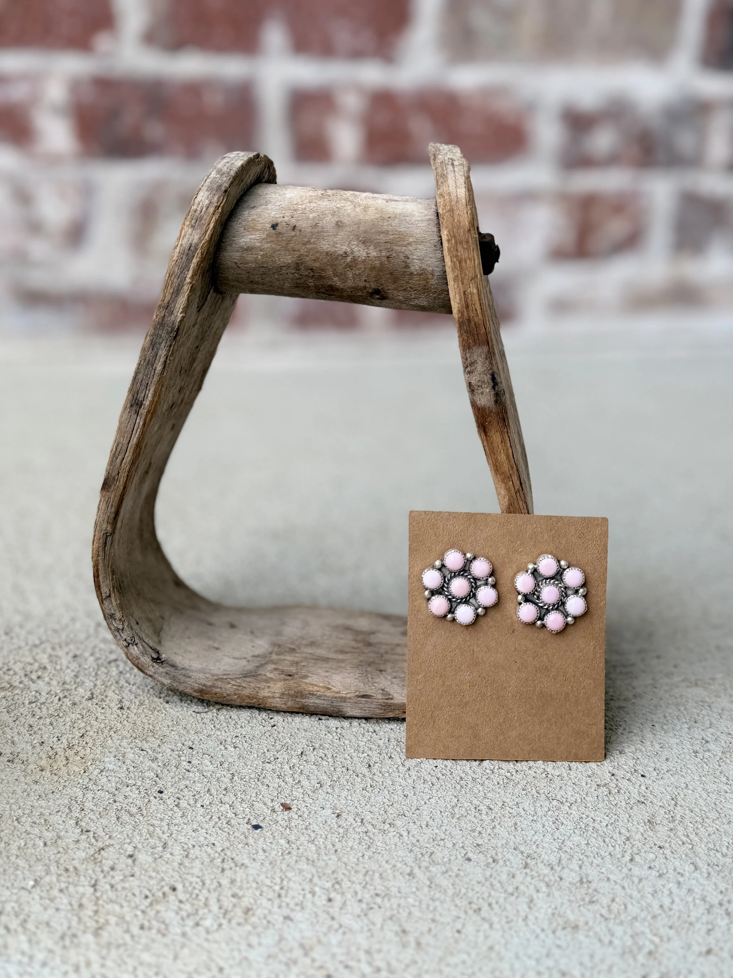 Pink Conch Cluster Earrings