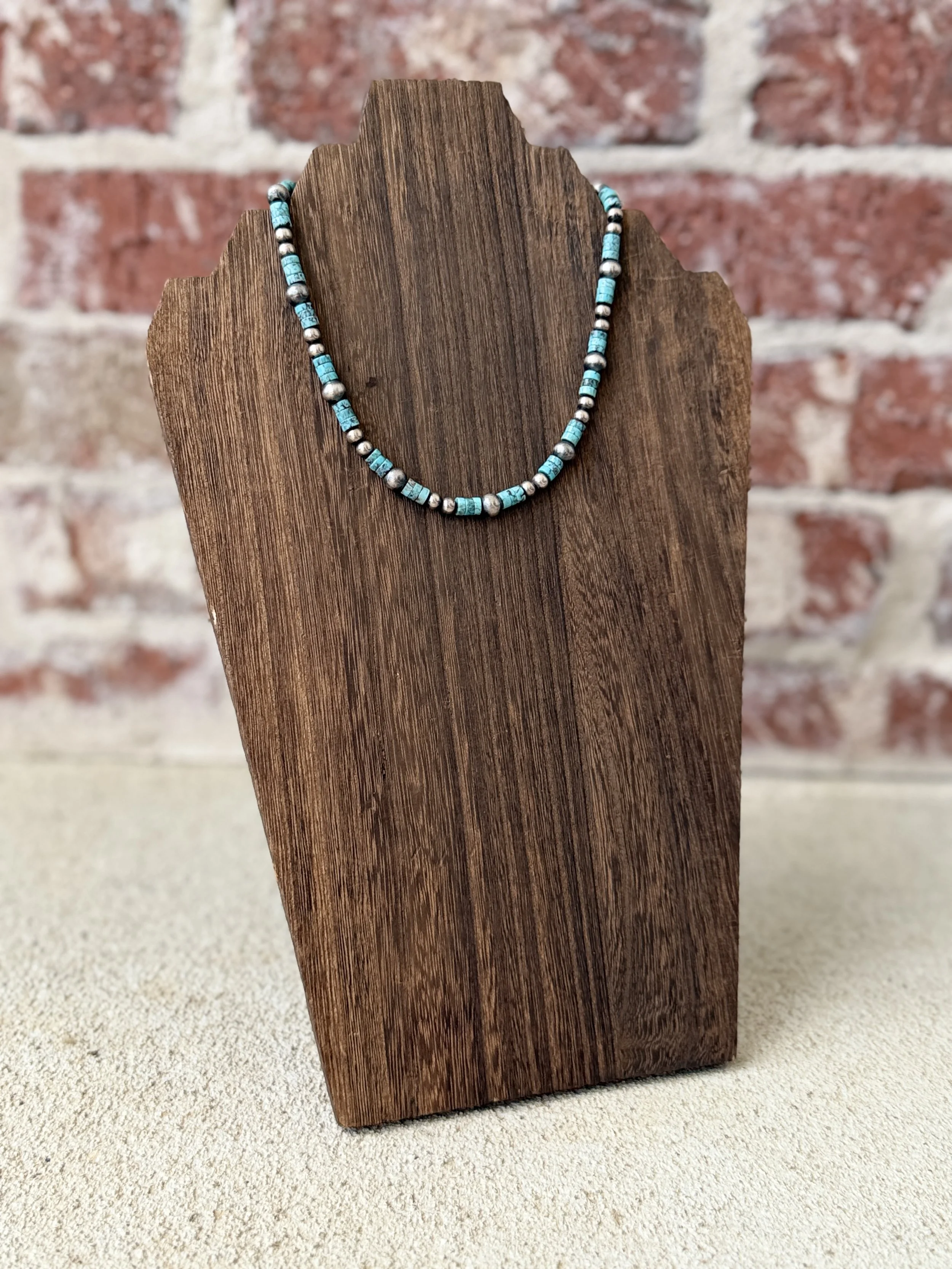 14" Prince Turquoise w/ 7mm & 5mm Pearl Necklace