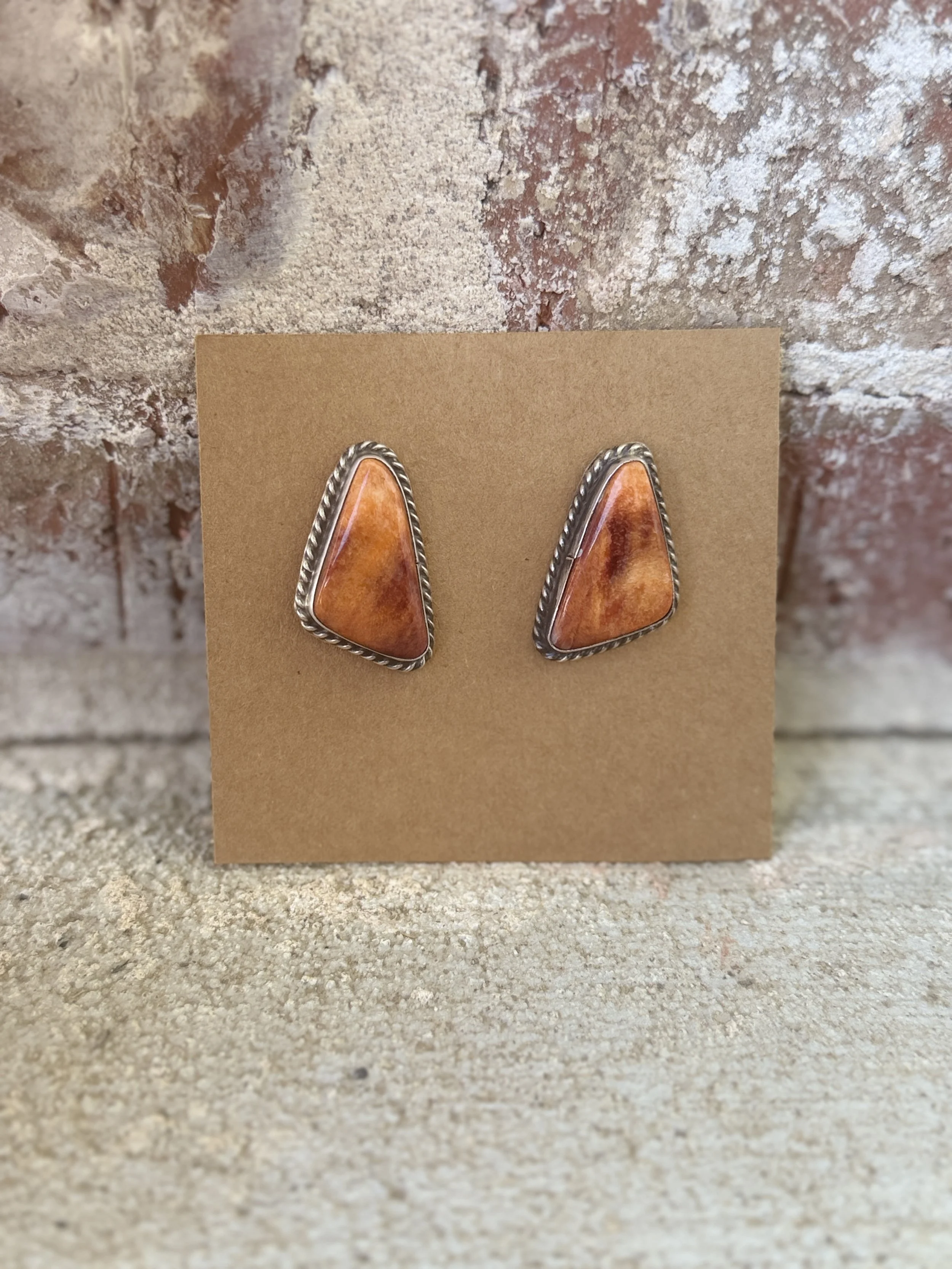 Orange Spiny Triangle Earring