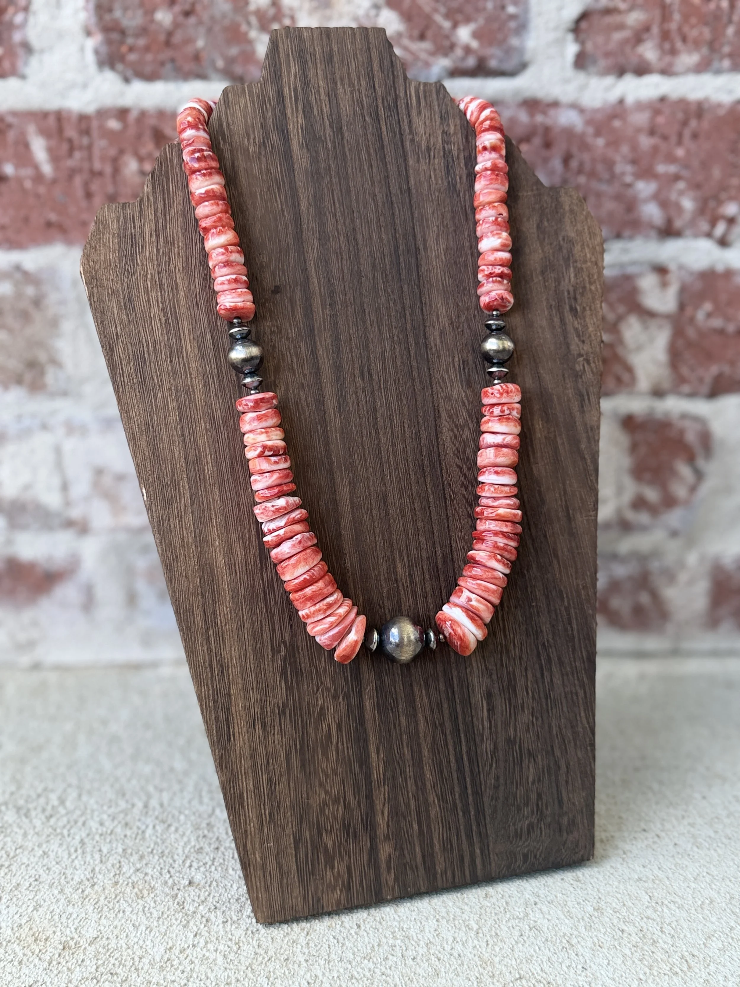 Orange Spiny Bead Necklace 20"