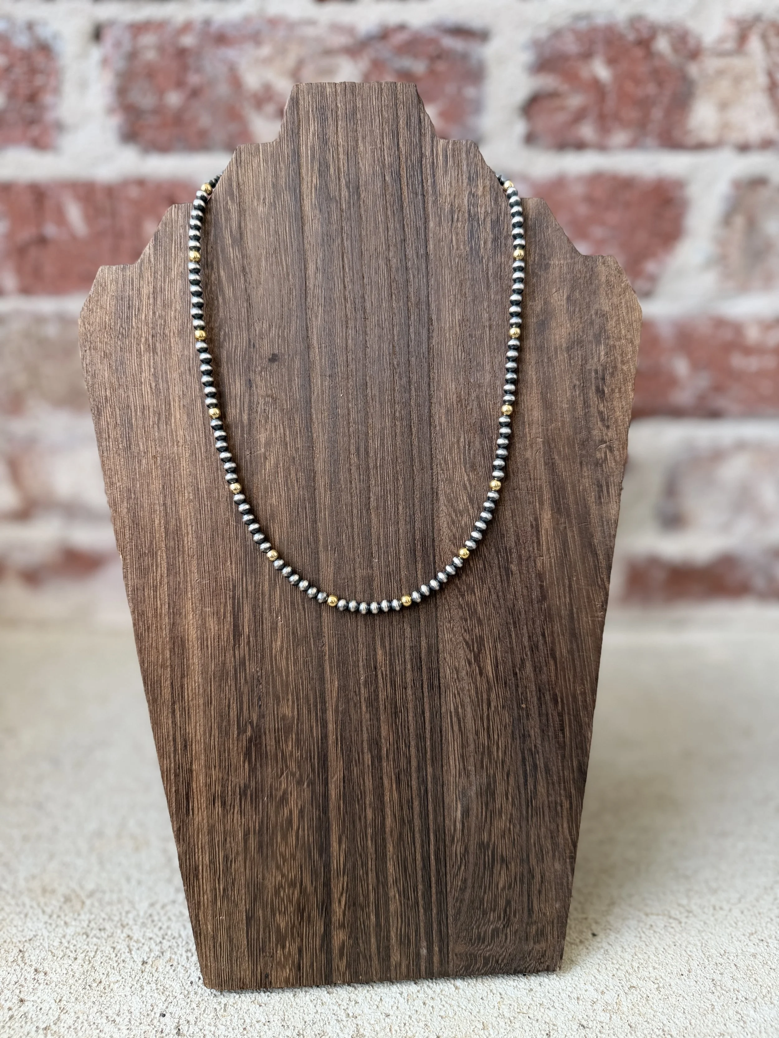 Gold & Silver 4mm 18" Pearl Necklace