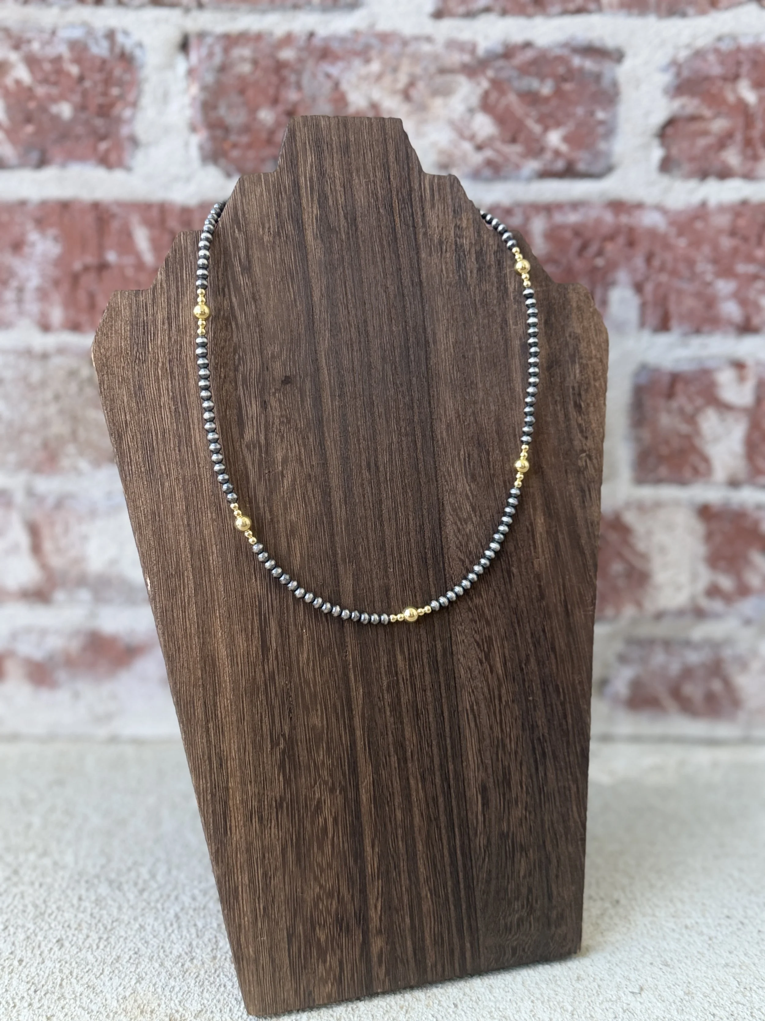 3-6mm 16" 14k Gold & Silver Pearl Necklace