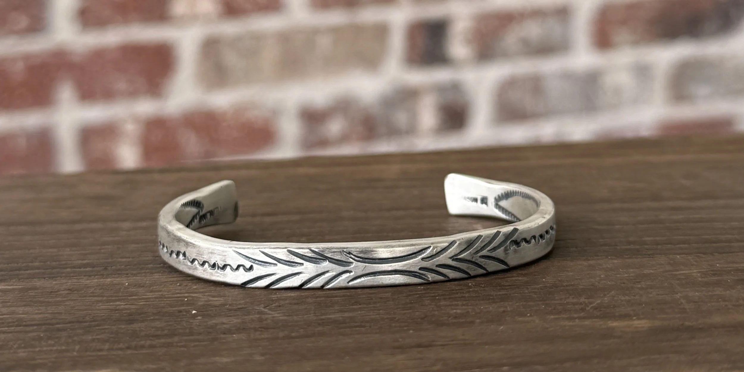 Heavy Sterling Silver Stamped Bracelet 6"