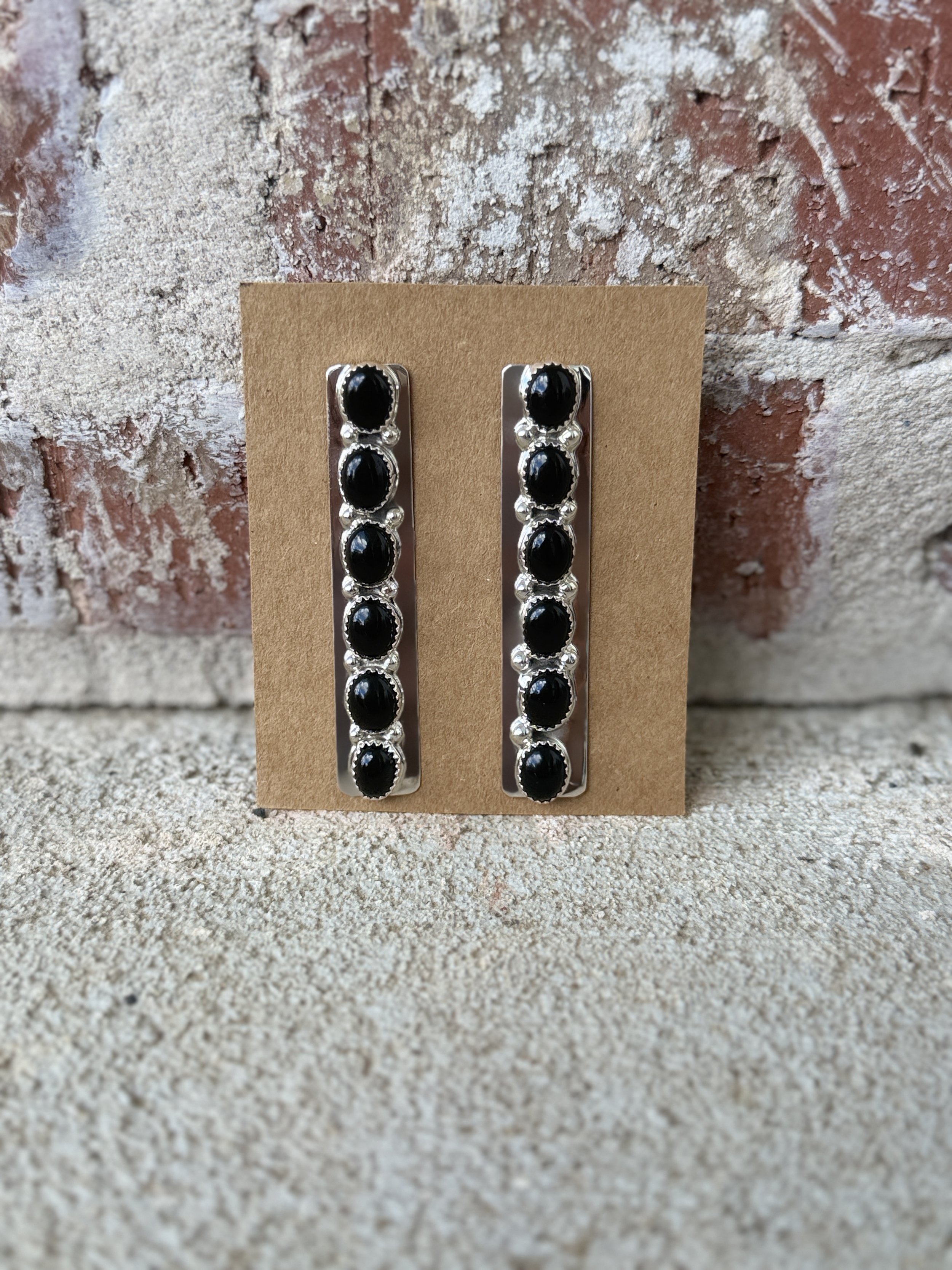 Black Onyx Rectangle Earring