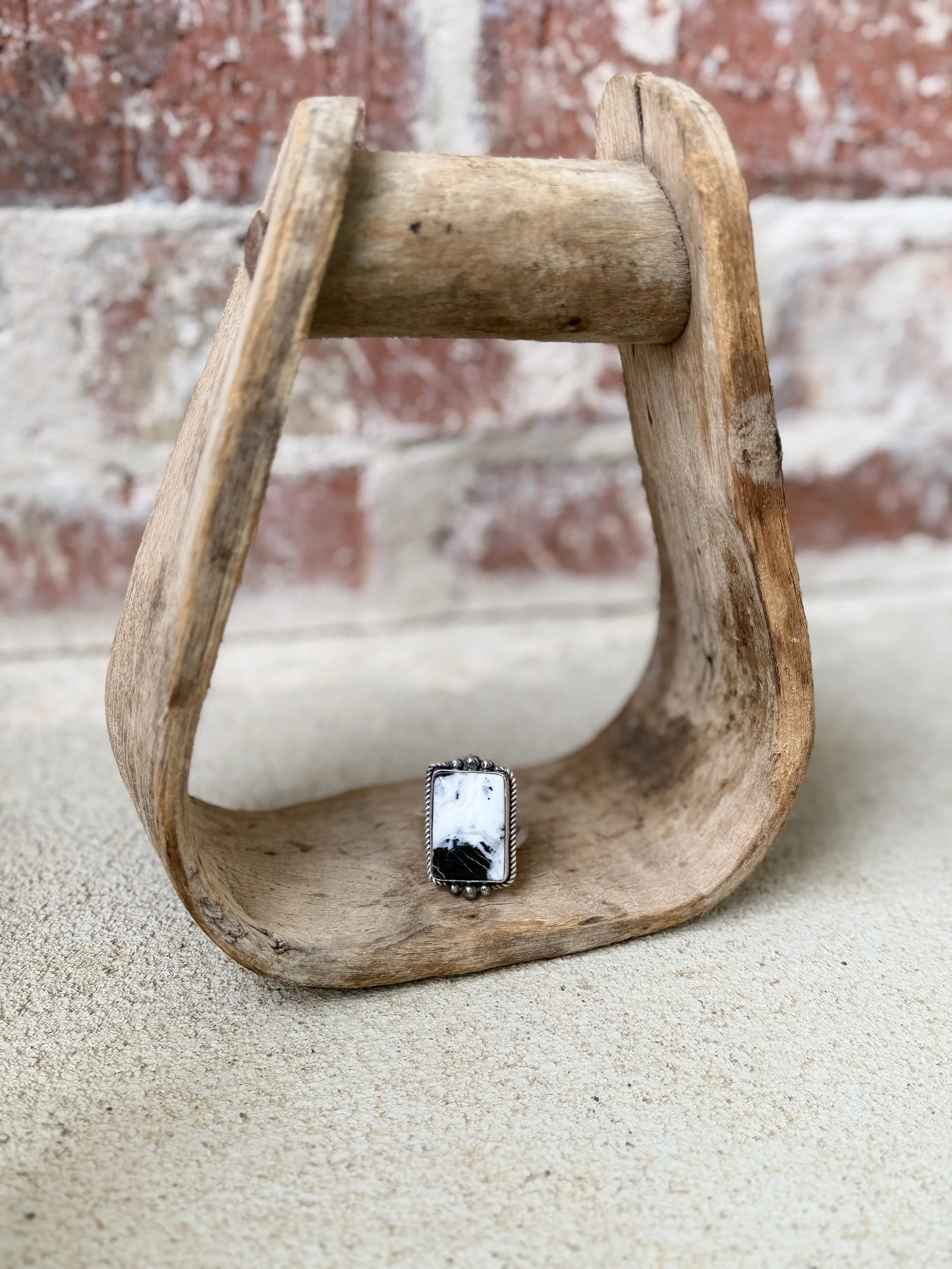 White Buffalo Square Ring Adjustable
