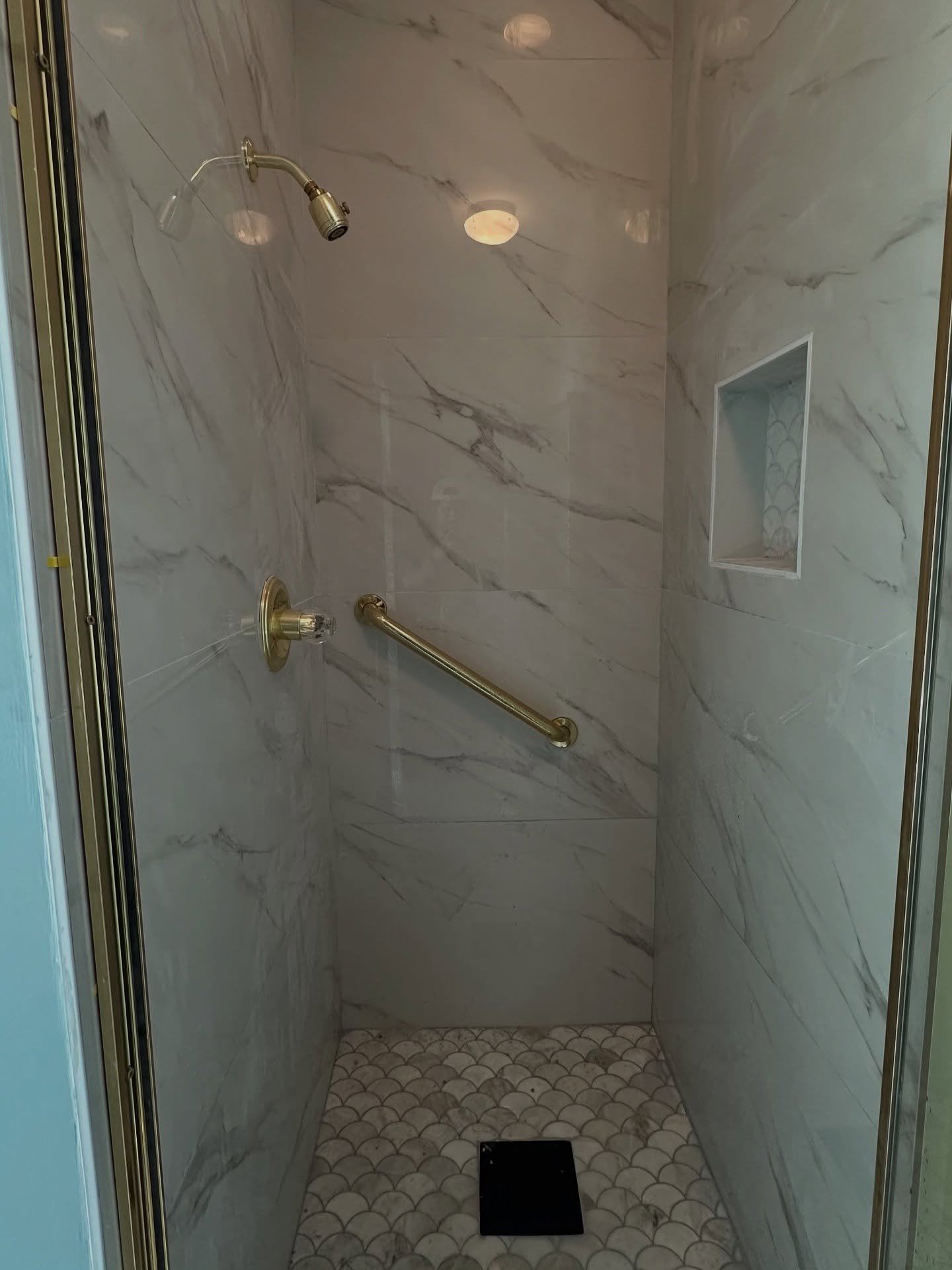 Tiny bathroom, big dreams? We&rsquo;ll demo the old and create a sleek, modern space with stunning marble tiles and chic gold accents! 🛠️🛁

#HomeImprovements #HomeDecor #Home #Construction #HomeImprovement #HomeRenovation #Renovation #HenryDidIt #C