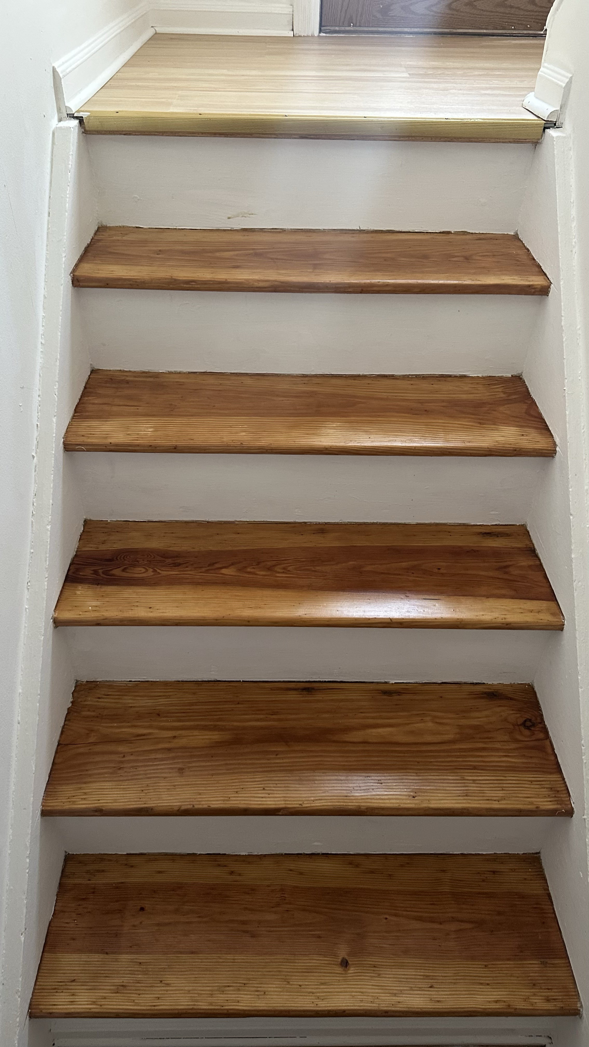 Stair steps sanded and stained