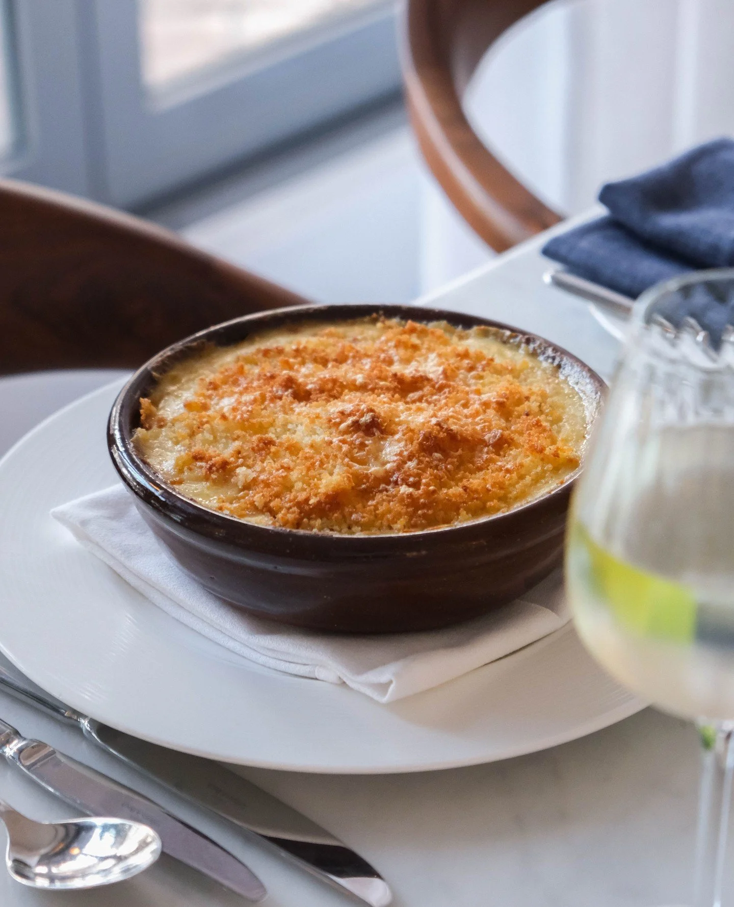 A welcome return: the Newlyn Fish Pie is back on the &agrave; la carte menu, just in time for the cooler months. Salmon, ling, monkfish, prawns and mussels in a creamy seafood velout&eacute;, with a breadcrumb and parmesan top that does exactly what 