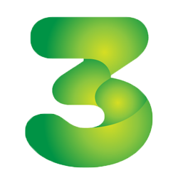 Number three in a 3D green gradient style