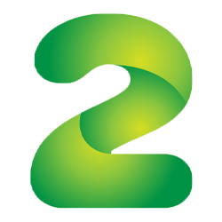 A stylized, three-dimensional green number 2 with gradient shading.
