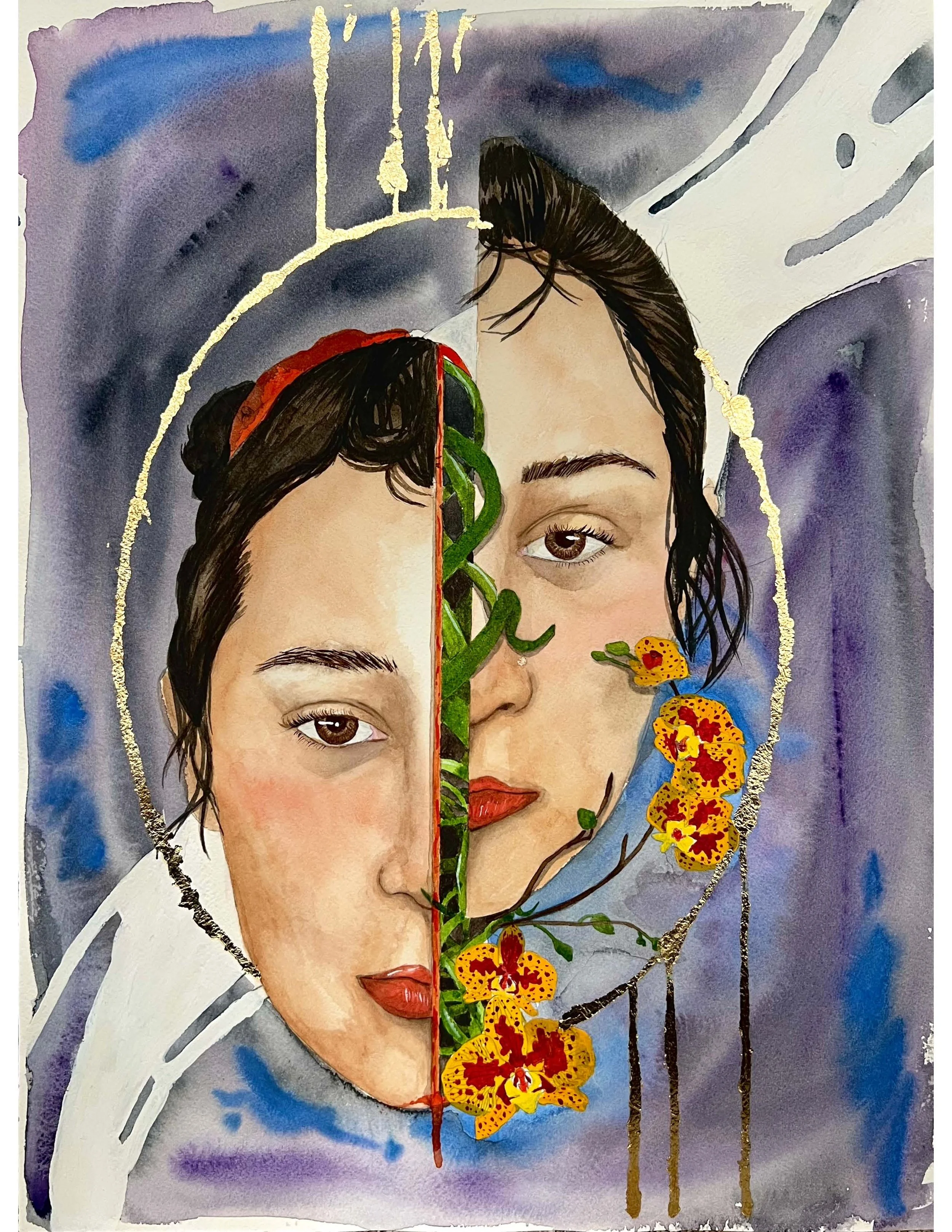 Florece .Blooms (2024)
12in x 16in Watercolor and gold leaf
Cold Press Paper