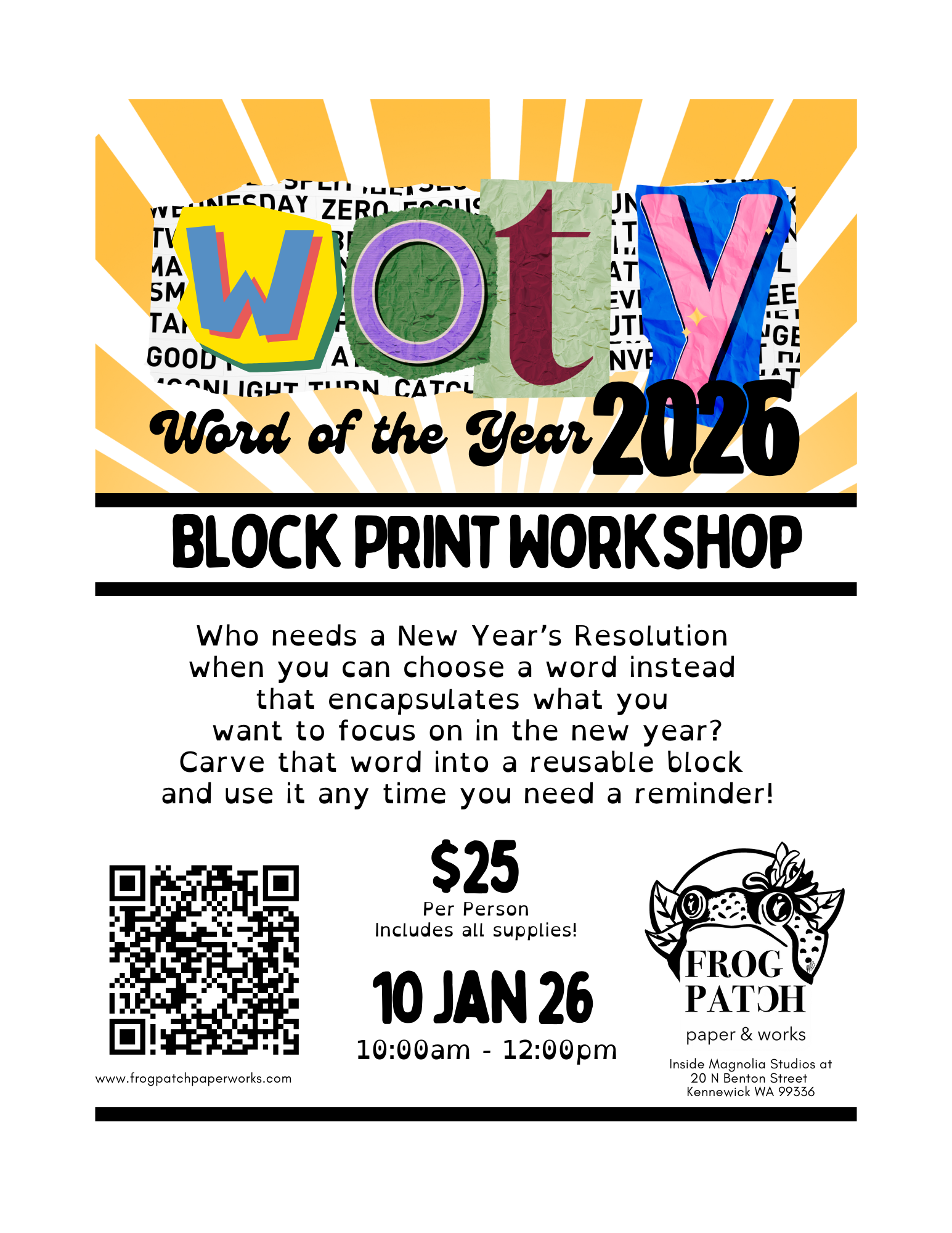 WOTY (Word of the Year) Block Print Workshop