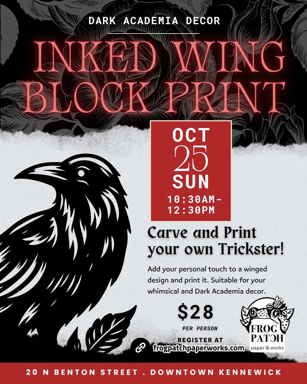 Inked Wing Block Print with Melanie - Sun Oct 25 @ 10:30am