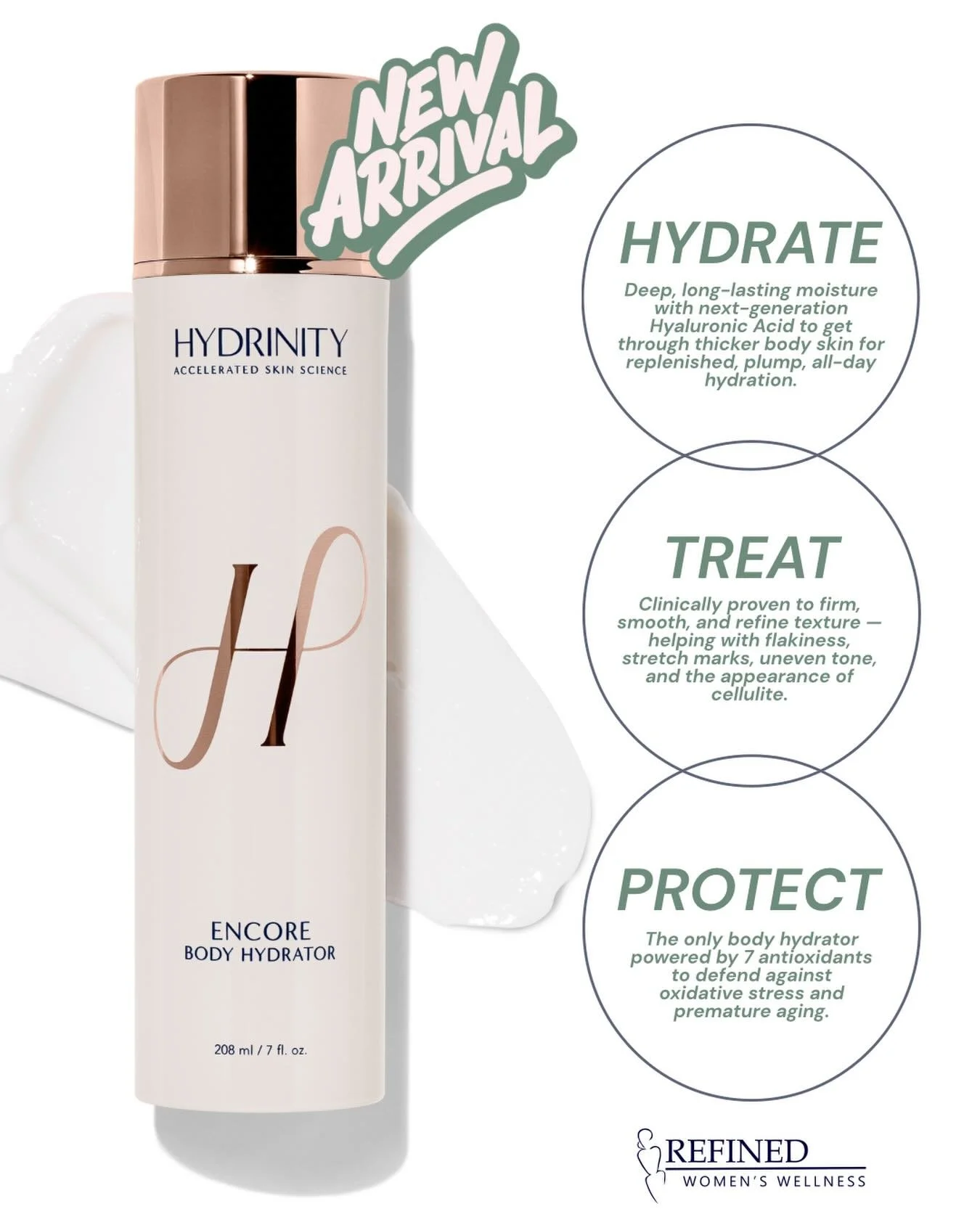 Meet your new body-care essential: Hydrinity ENCORE Body Hydrator &mdash; created to Hydrate. Treat. Protect. every single day.

Encore delivers deep, long-lasting hydration, restores elasticity, smooths texture, and shields your skin with 7 powerful