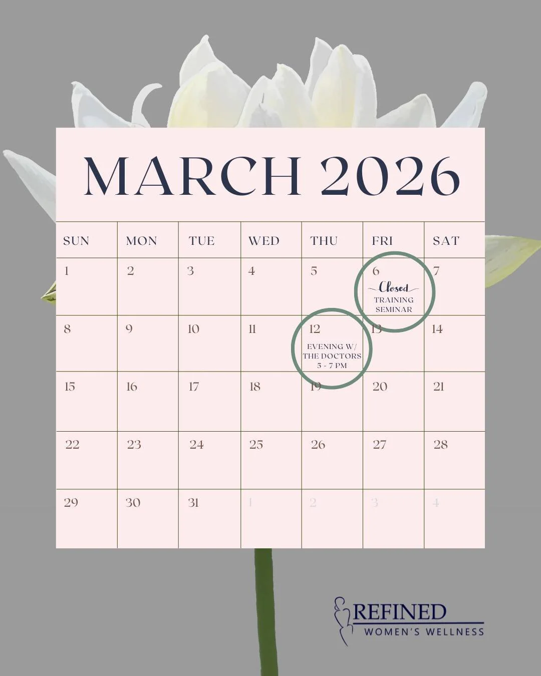 March is already moving with intention at Refined Women&rsquo;s Wellness &mdash; and we want you in the loop.

✨ March 6: We&rsquo;ll be closed for an educational weekend.

Not because we&rsquo;re taking time off &mdash; but because we&rsquo;re level