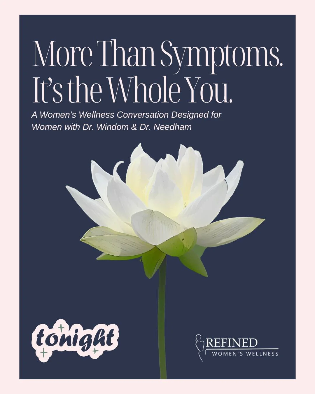 Tonight is the night 🌿

We&rsquo;re looking forward to welcoming our guests for an intentional and meaningful Women&rsquo;s Wellness Evening with Dr. Windom and Dr. Needham.

This sold-out gathering is centered on real conversation &mdash; taking ti