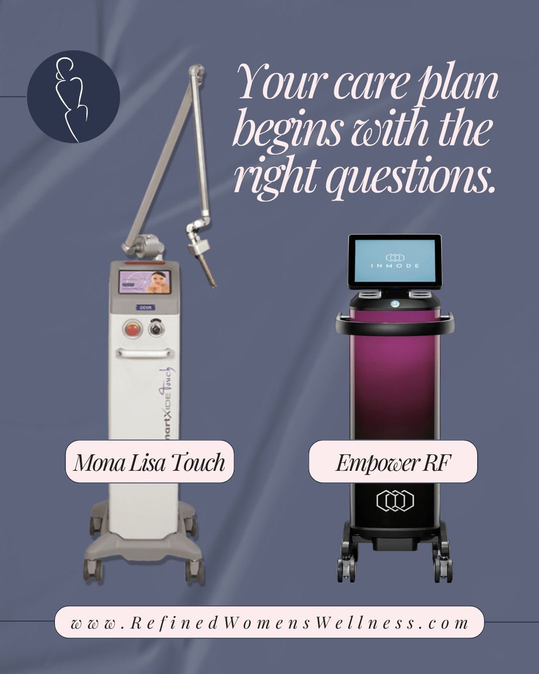 We hear it all the time: "I don't know which treatment is right for me."

So let's break it down simply.

MonaLisa Touch&reg; is your answer if you're dealing with: 
&rarr; Vaginal dryness or burning 
&rarr; Pain with intimacy &rarr; Thinni