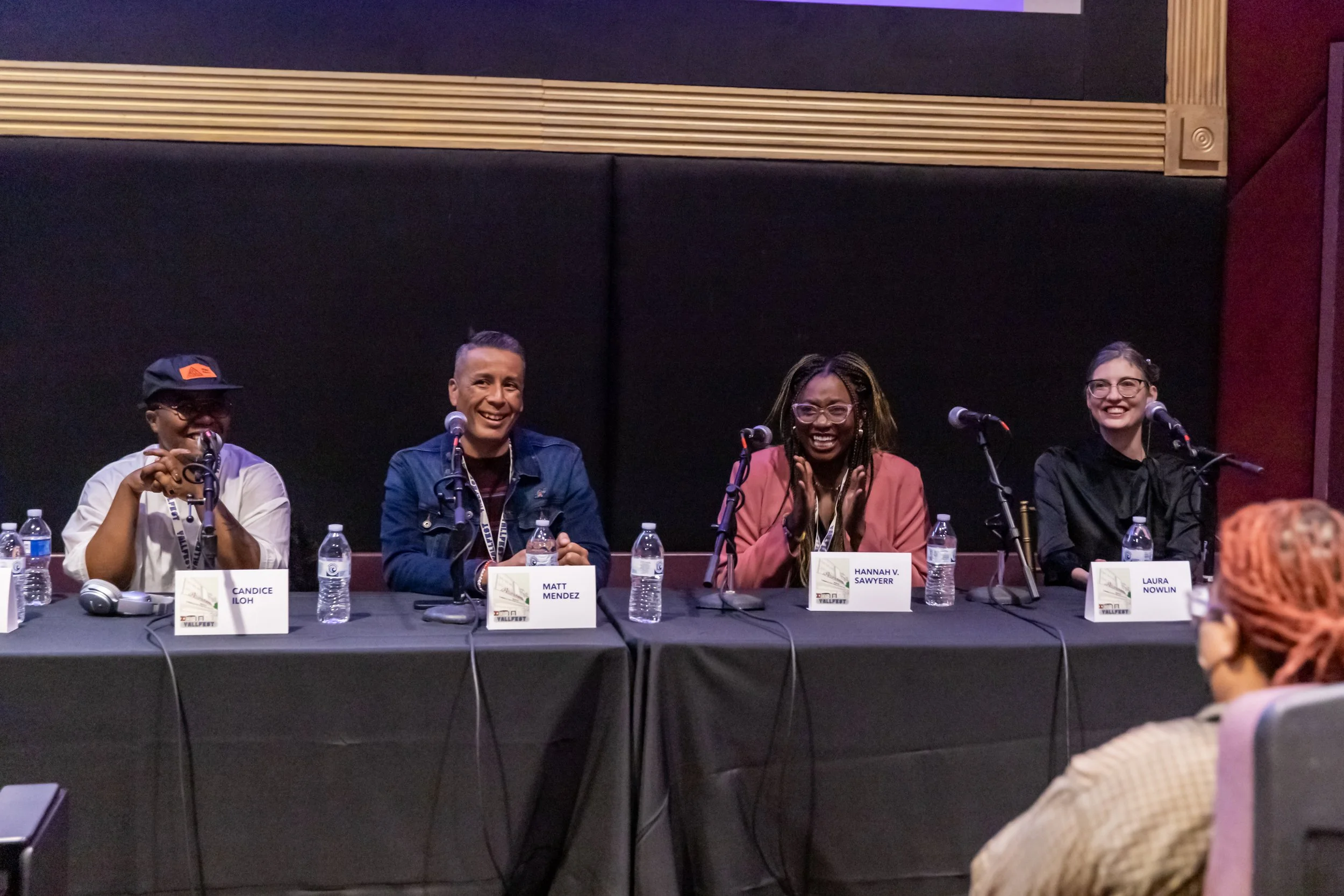 Authors Candice Iloh, Matt Mendez, Hannah V Sawyer, and Laura Nowlin chat on a panel