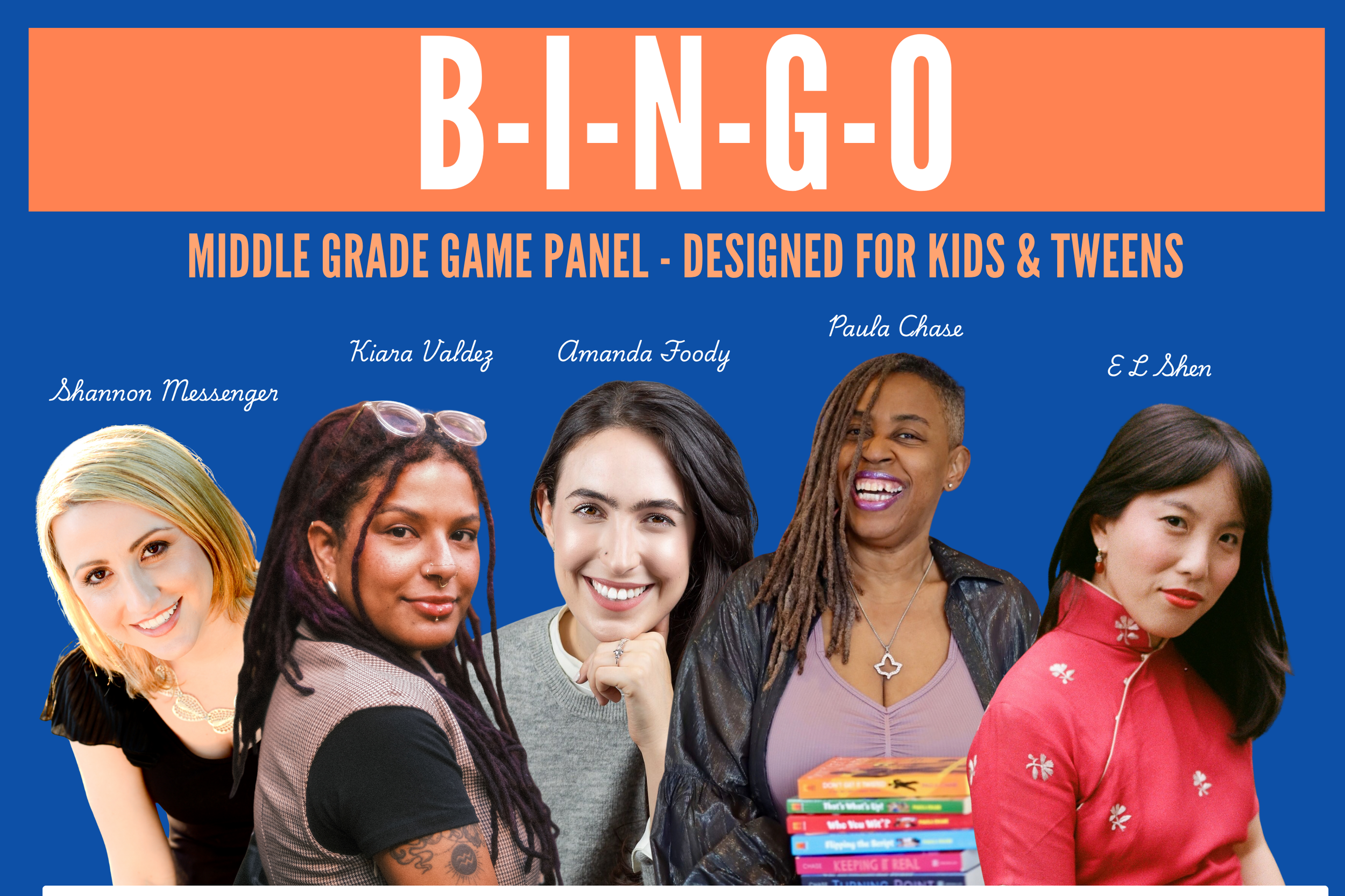 BINGO graphic shannon messenger, kiara valdez, amanda foody, paula chase, e l shen