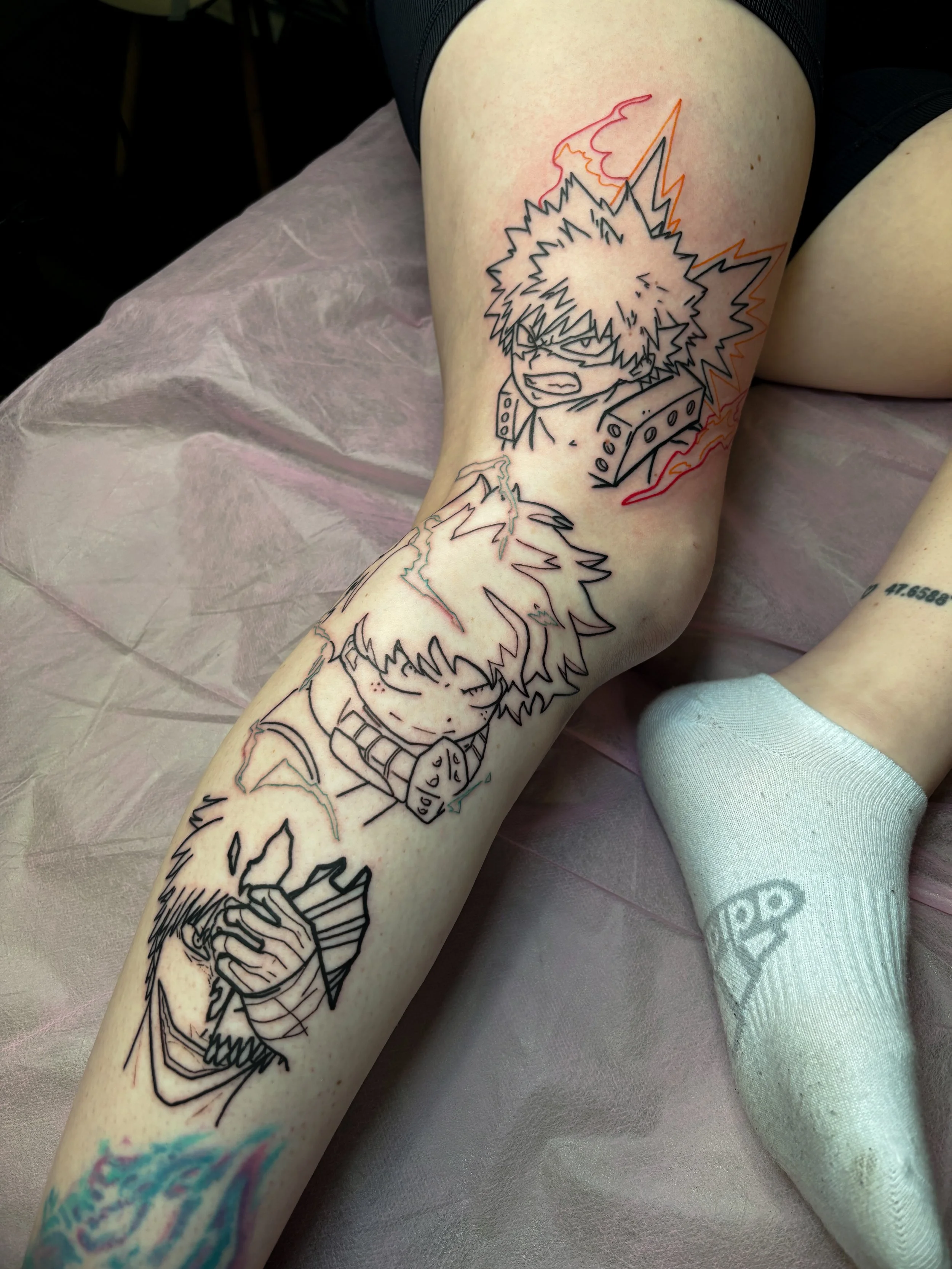 Leg sleeve of bleach, and my hero academia characters