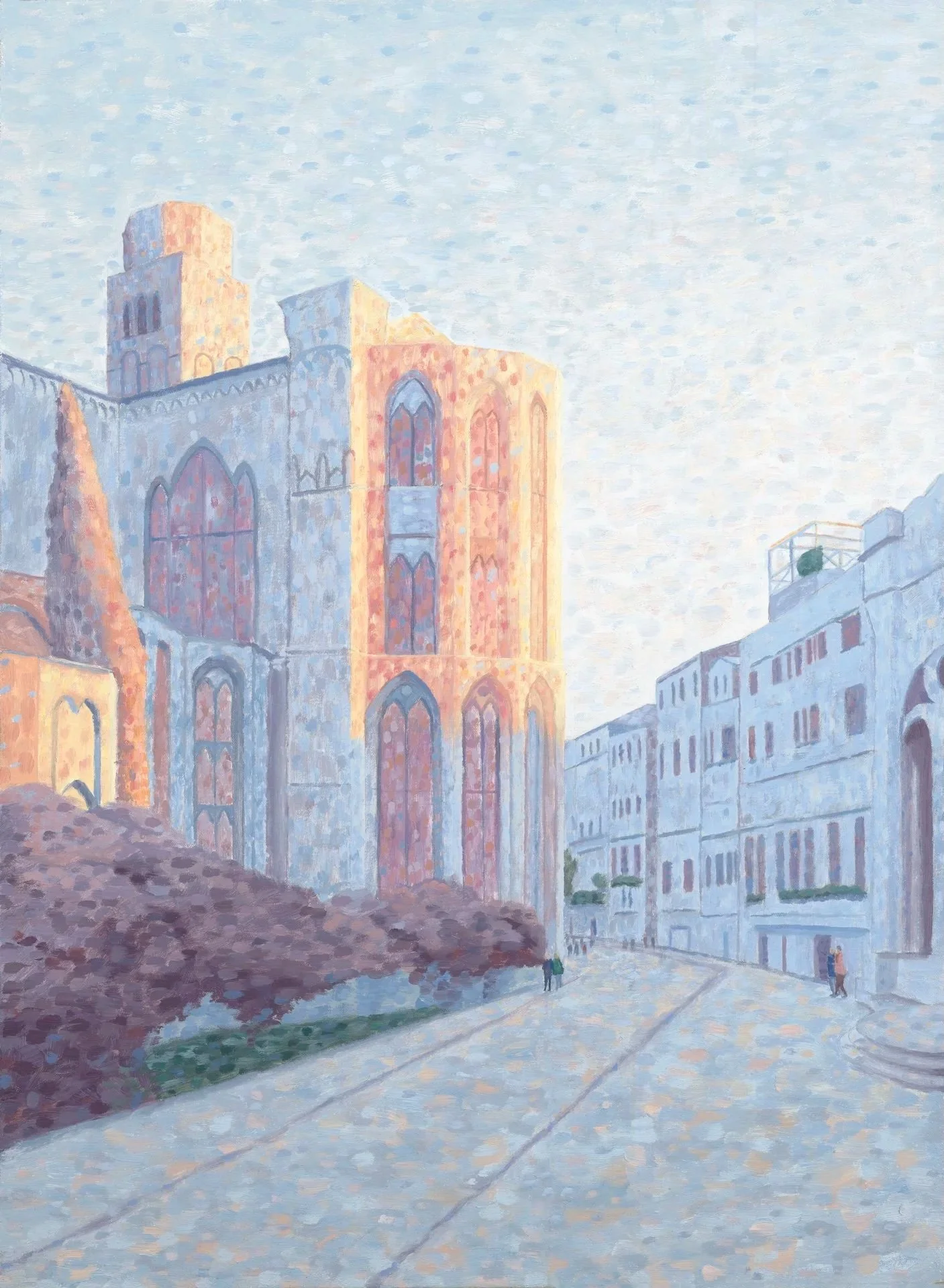 Sunrise in the Campo San Rocco, Venice, 2025. Oil on canvas, 30"x22"