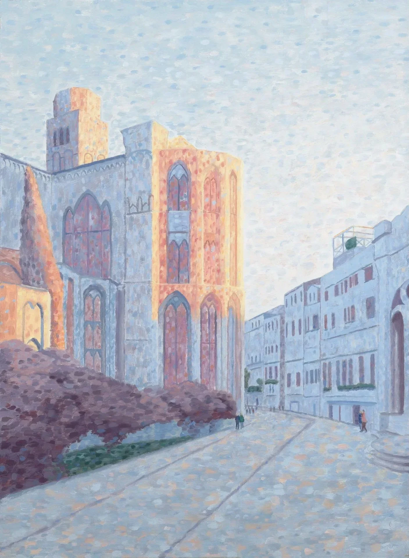 Sunrise in the Campo San Rocco, Venice, 2025. Oil on canvas, 30"x22"