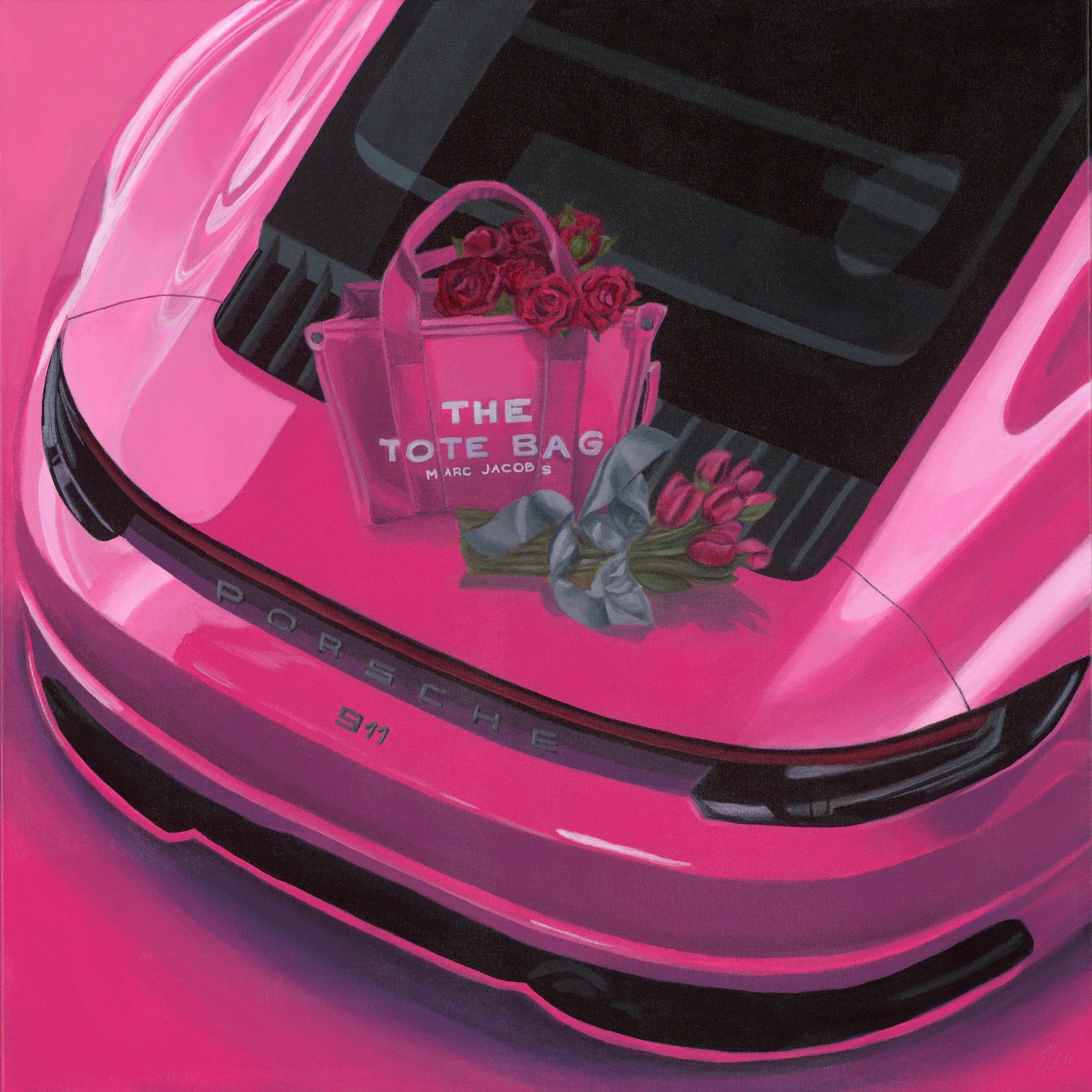 Pink Shopping Porsche, 2024. 80 x 80 cm