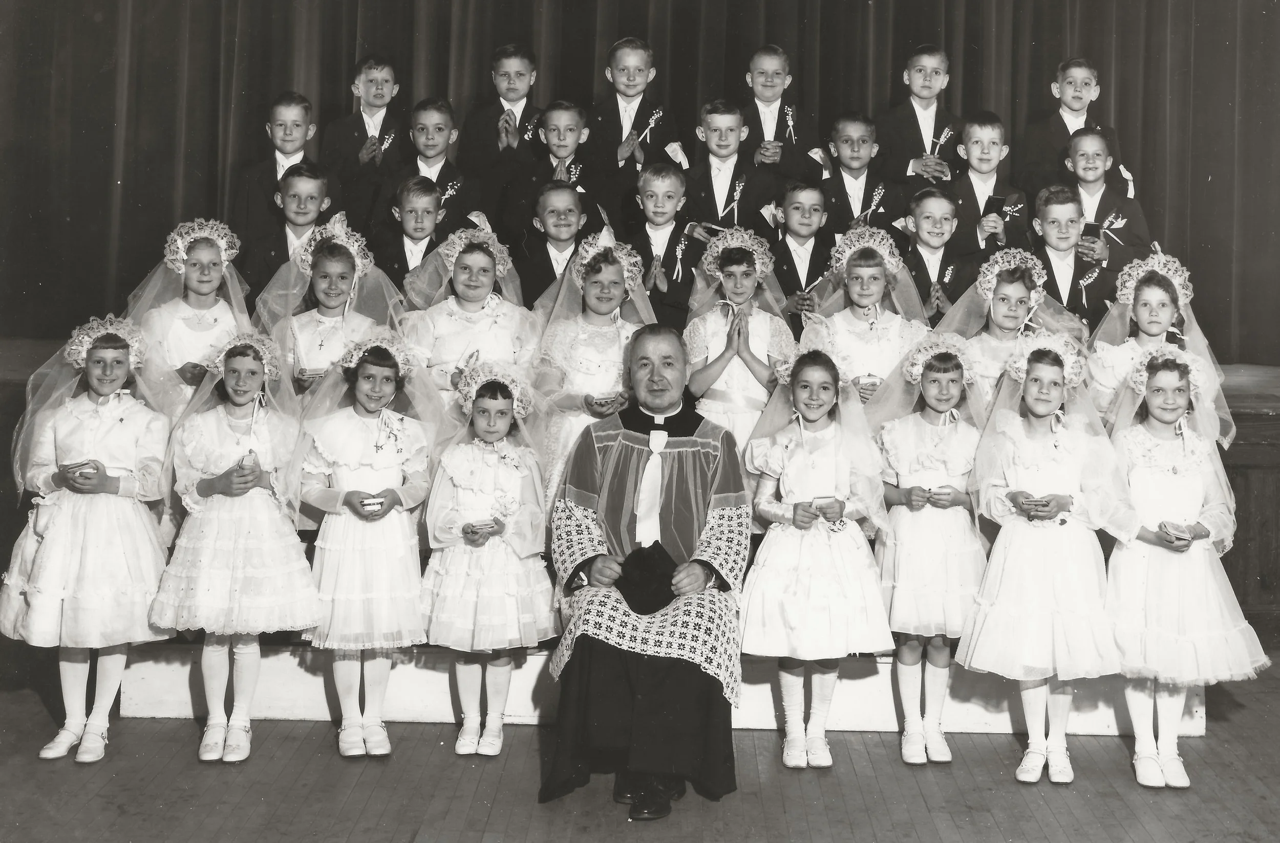 St. Francis Chuch, Minersville, First Communion, 1953, Father Casimir J. Klevence, Pastor (John A. Smith Photo)