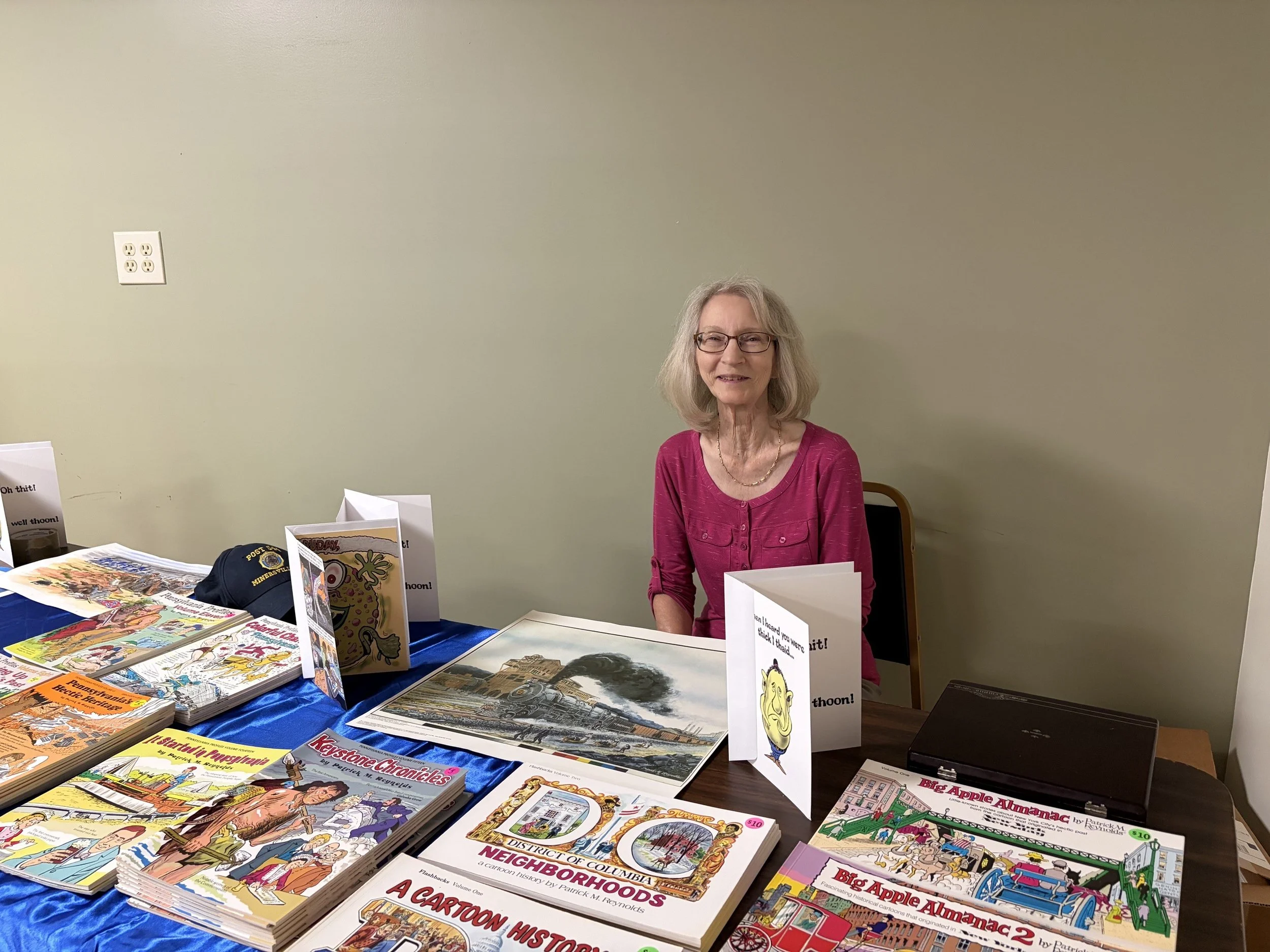 Patricia Reynolds at the book table