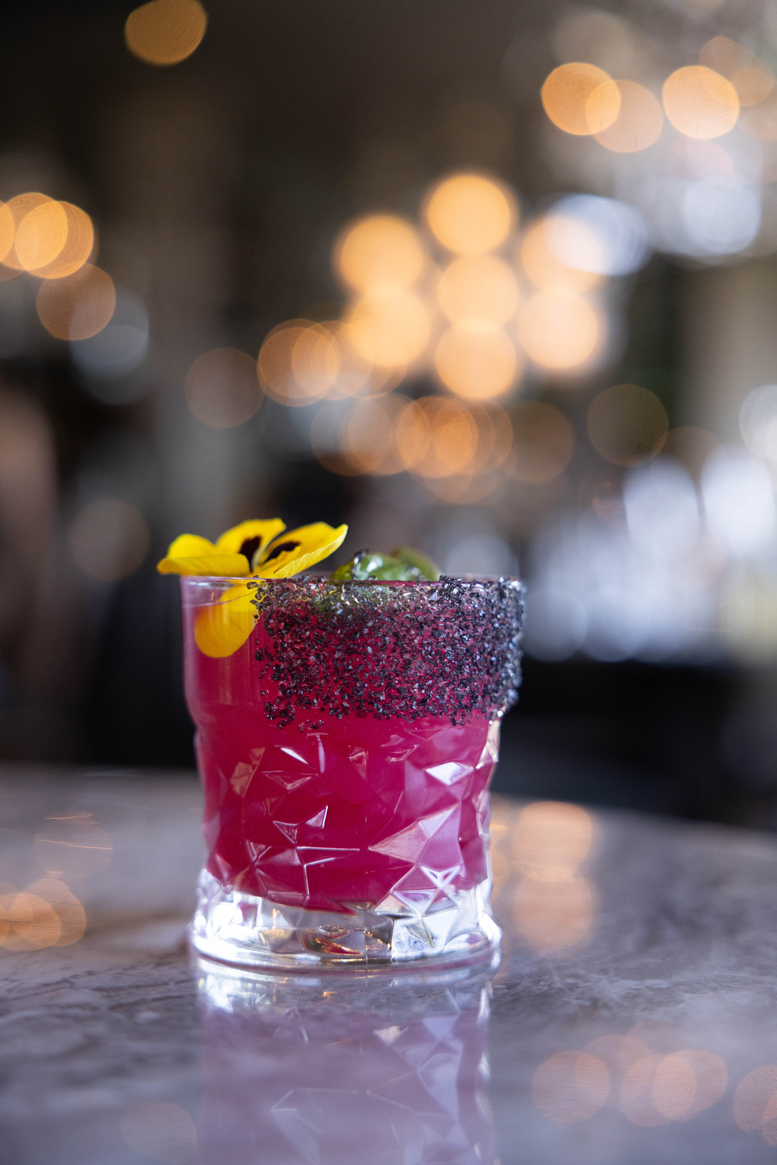 Cocktail inside Wolf by Vanderpump Scottsdale rooftop drinks. 