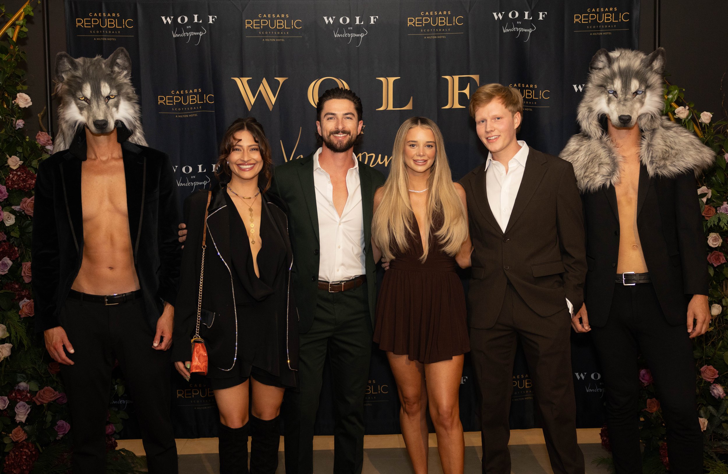 Hannah Fouch, Marciano, Alyssa Johnston and Hagen Bach of Vanderpump Villa posing inside Wolf by Vanderpump Scottsdale at Grand Opening.