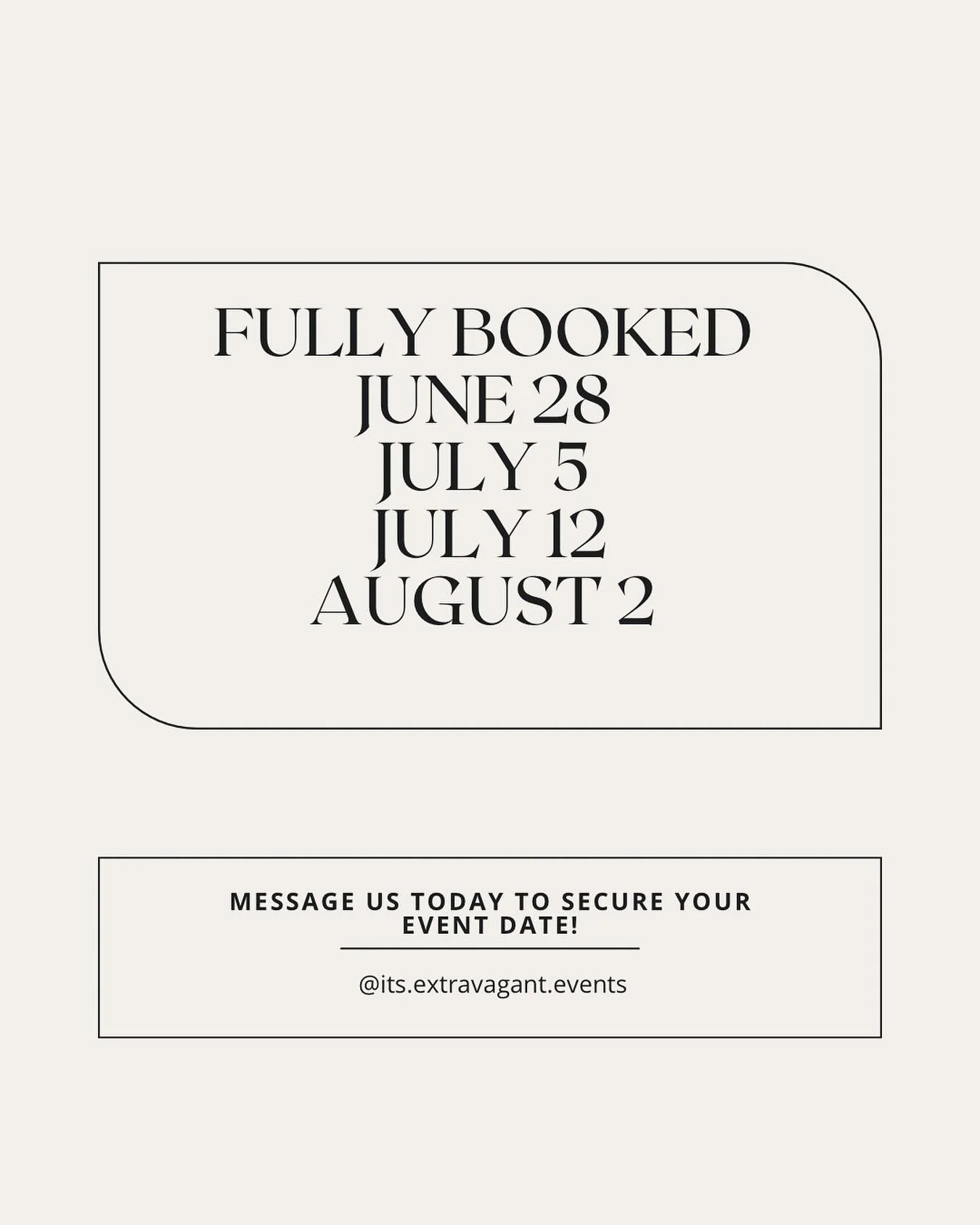 Update of our dates that are fully booked! 
Thank you all for your love and support!