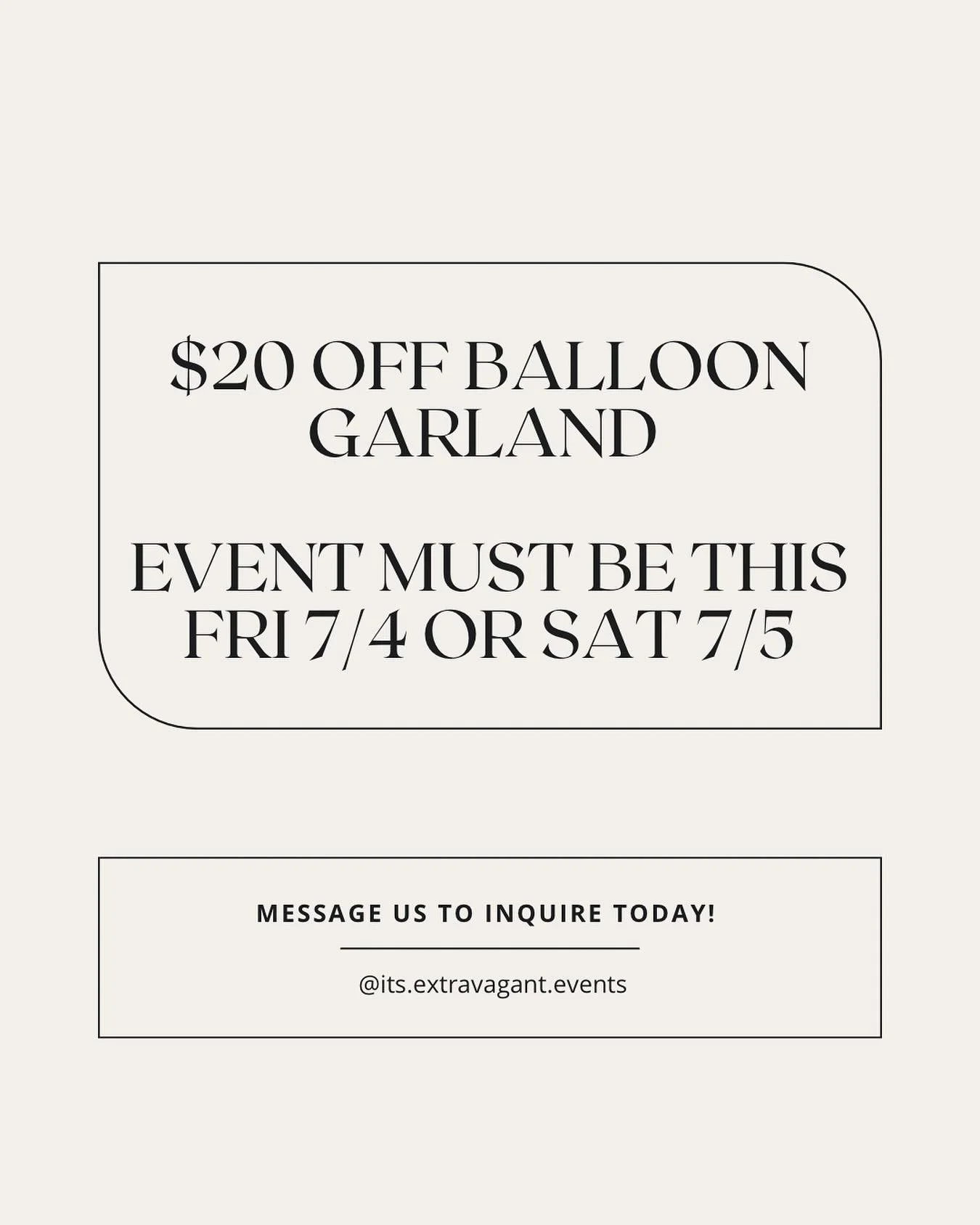$20 Off a balloon garland this Friday 7/4 or Saturday 7/5&hellip;.. YES! This can be used for the 4th of July ❤️🤍💙 message to inquire!