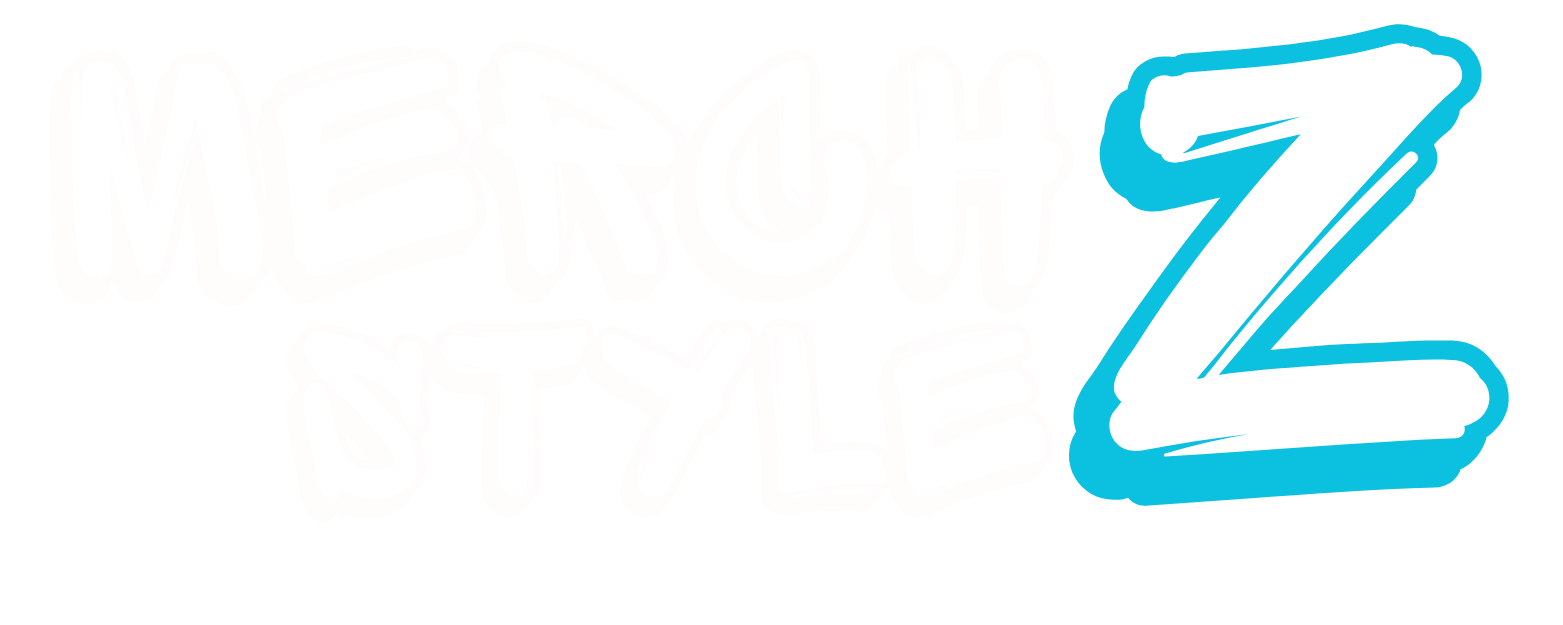 Text that reads "MERCH STYLE" with a large blue "Z" and smaller text beneath that says "SWAG Headquarters"