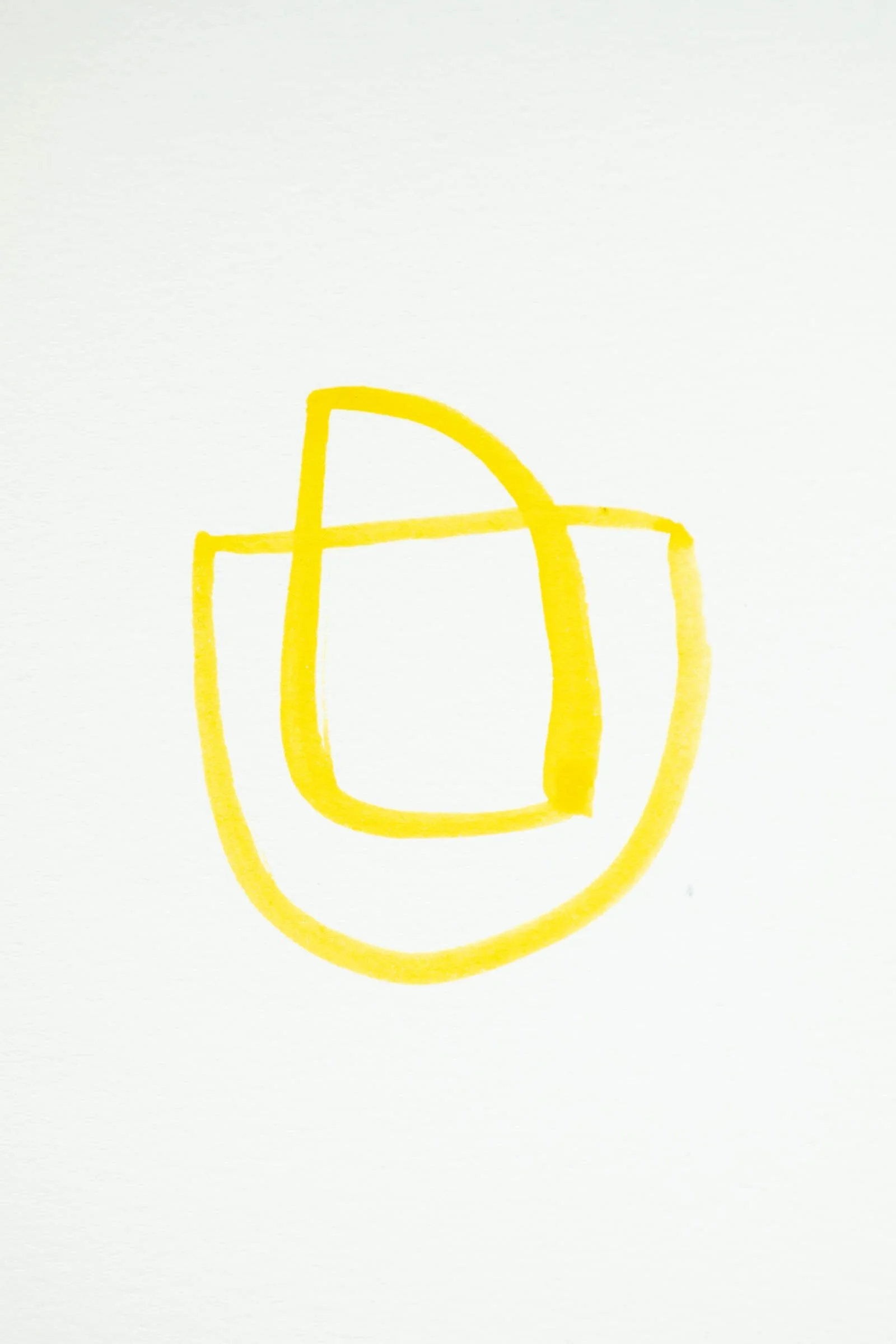Geometric drawing of an outline square with sections divided by vertical, horizontal, and diagonal lines.